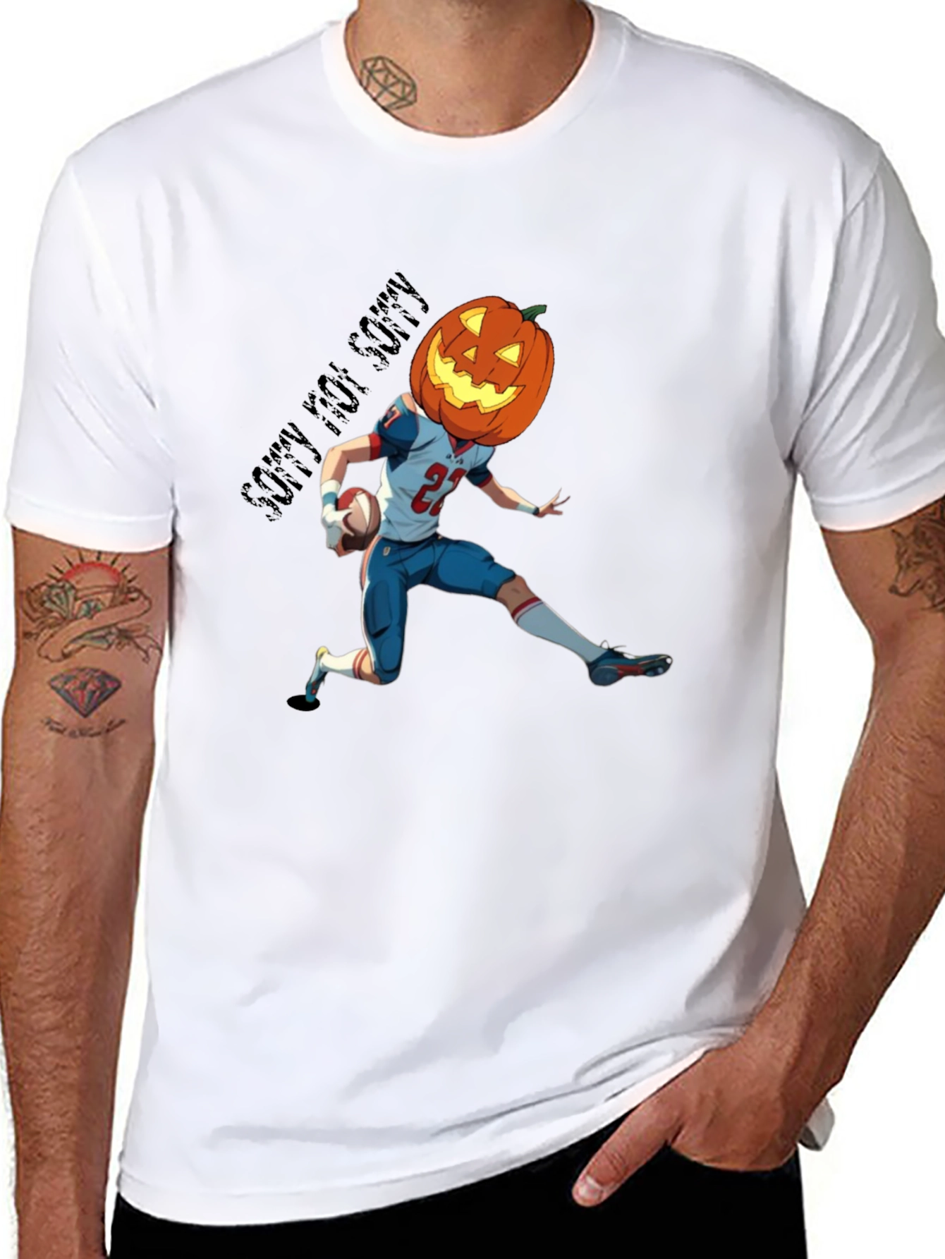 Halloween Football Pumpkin Head T-Shirt