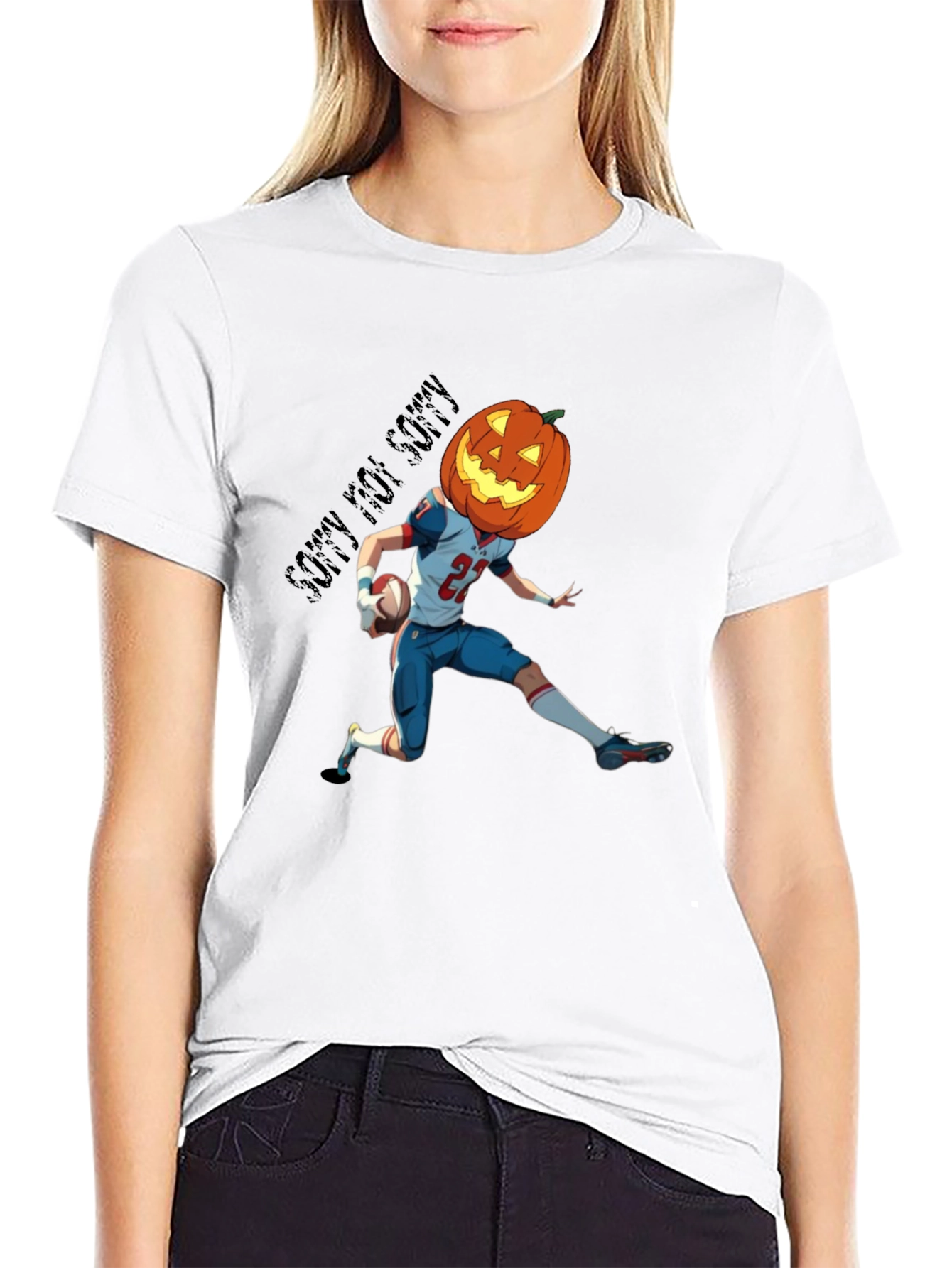Halloween Football Pumpkin Head T-Shirt