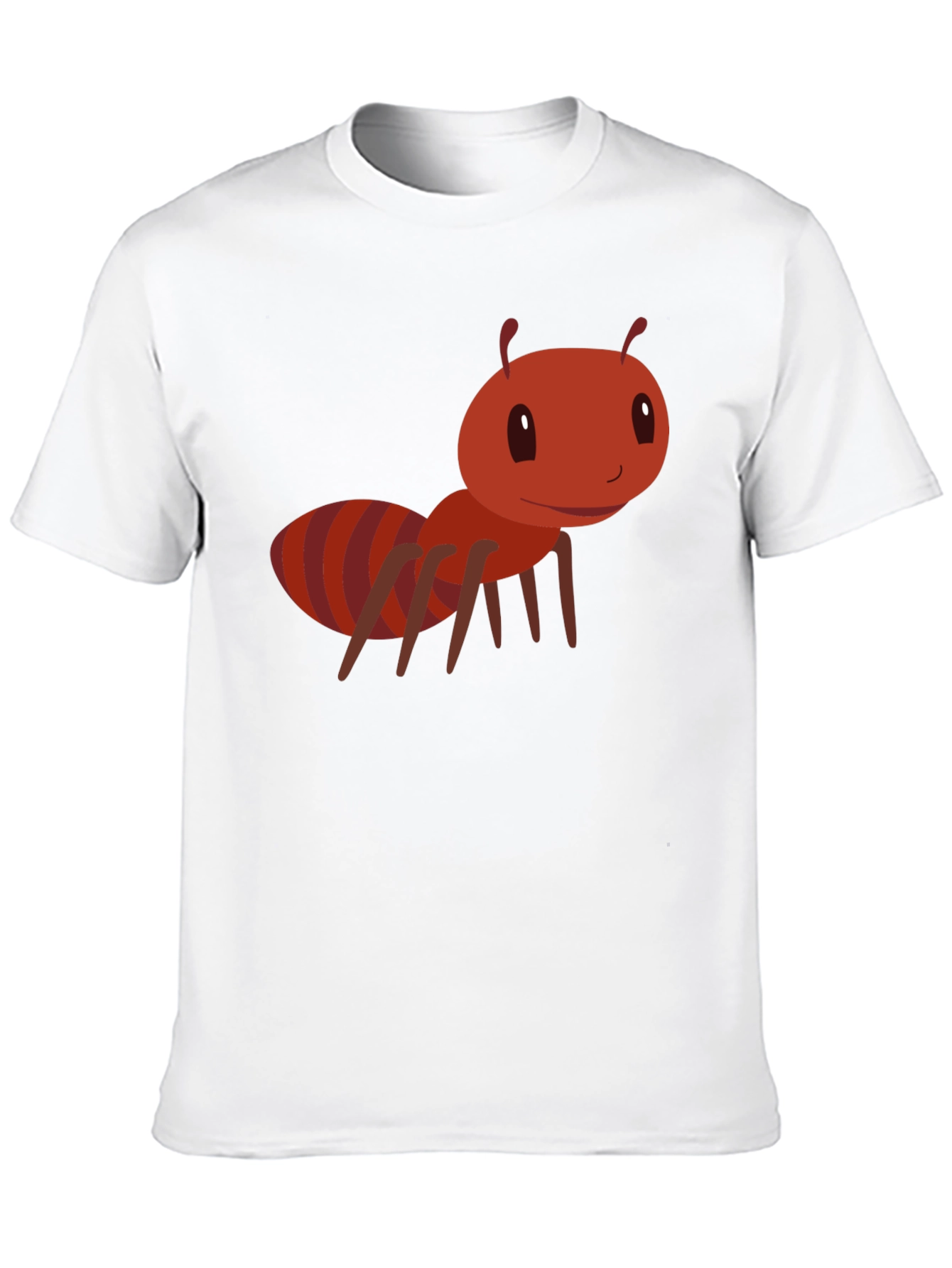 Cute Cartoon Ant Graphic Tee - Black Cotton