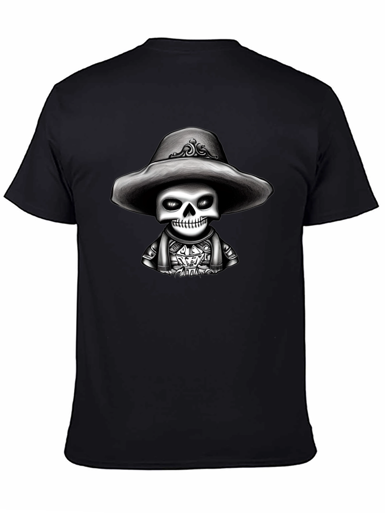 Skeleton in Sombrero Graphic Tee - Black