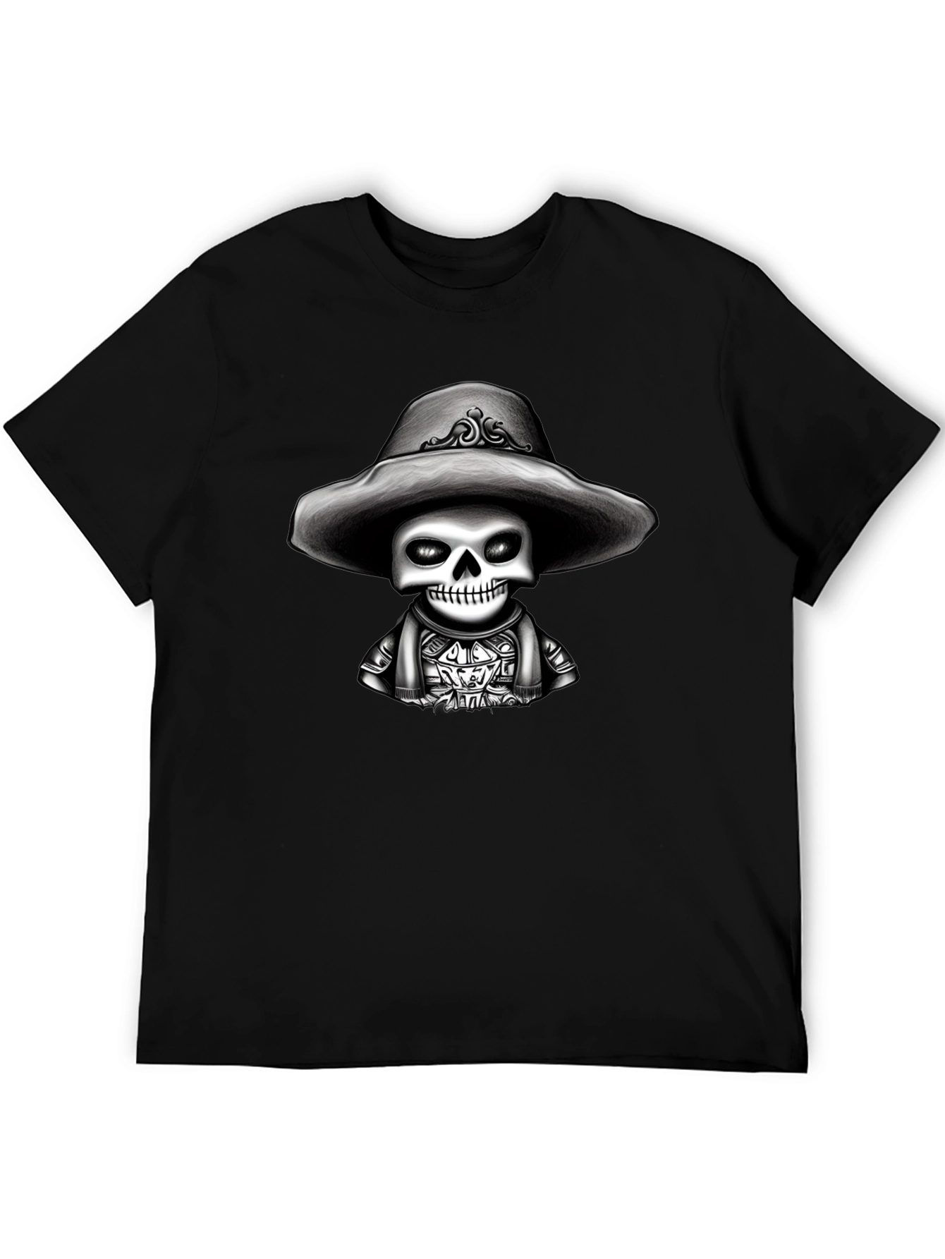 Skeleton in Sombrero Graphic Tee - Black