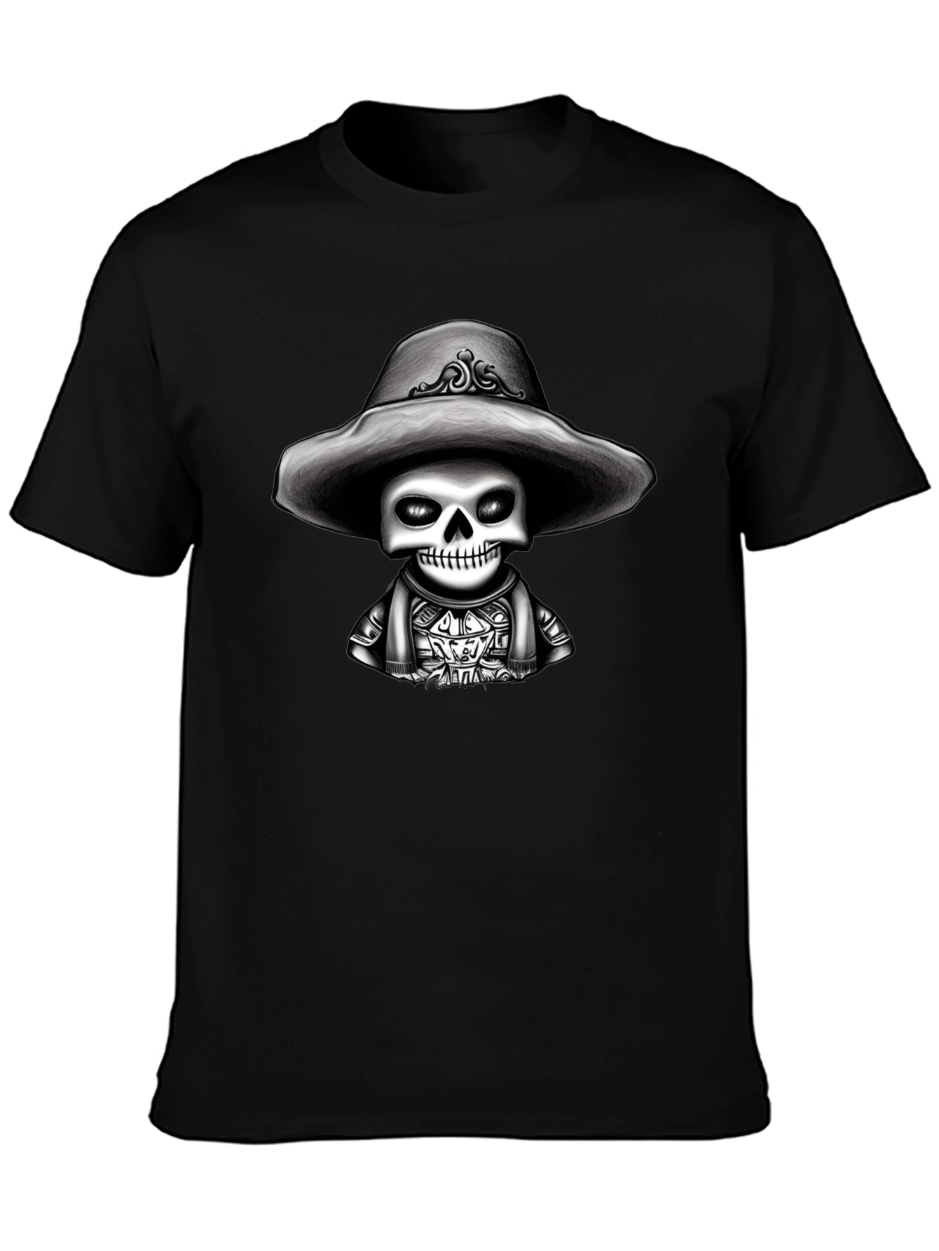 Skeleton in Sombrero Graphic Tee - Black