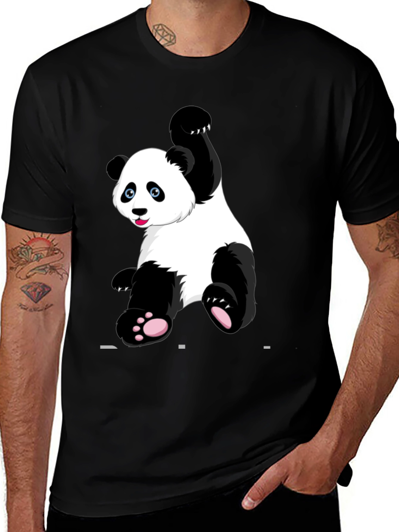 Panda Graphic Tee - Black Cotton Blend