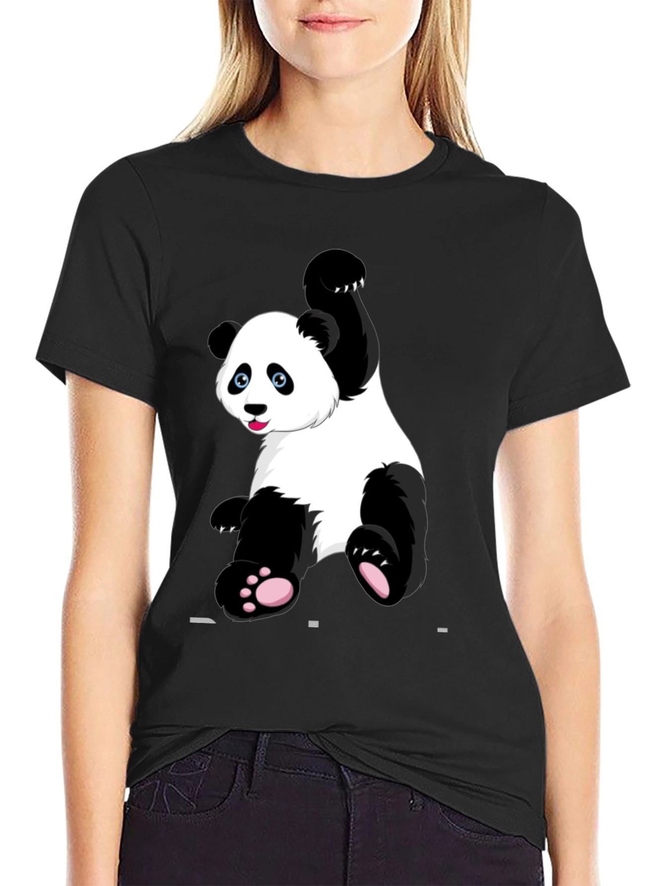 Panda Graphic Tee - Black Cotton Blend