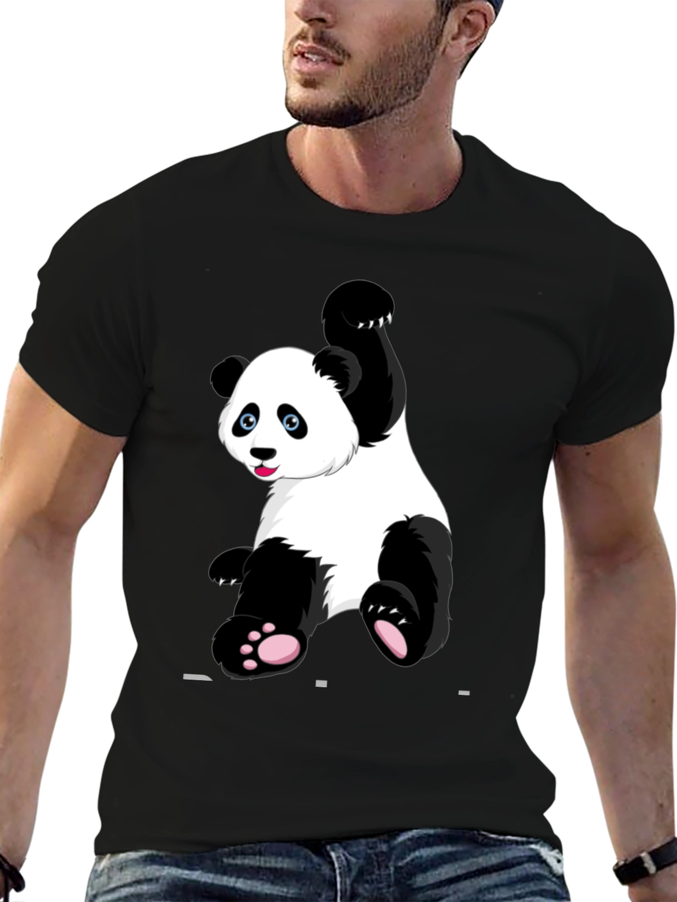 Panda Graphic Tee - Black Cotton Blend