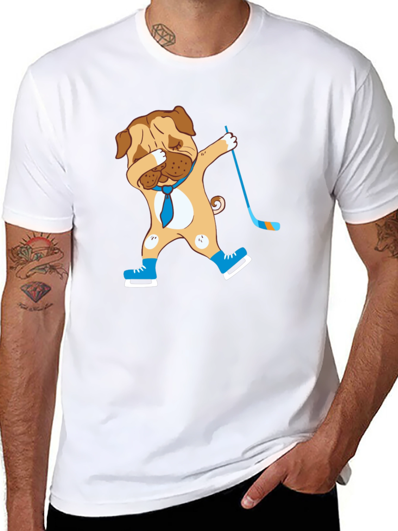 Dabbing Dog Hockey Player Graphic Tee
