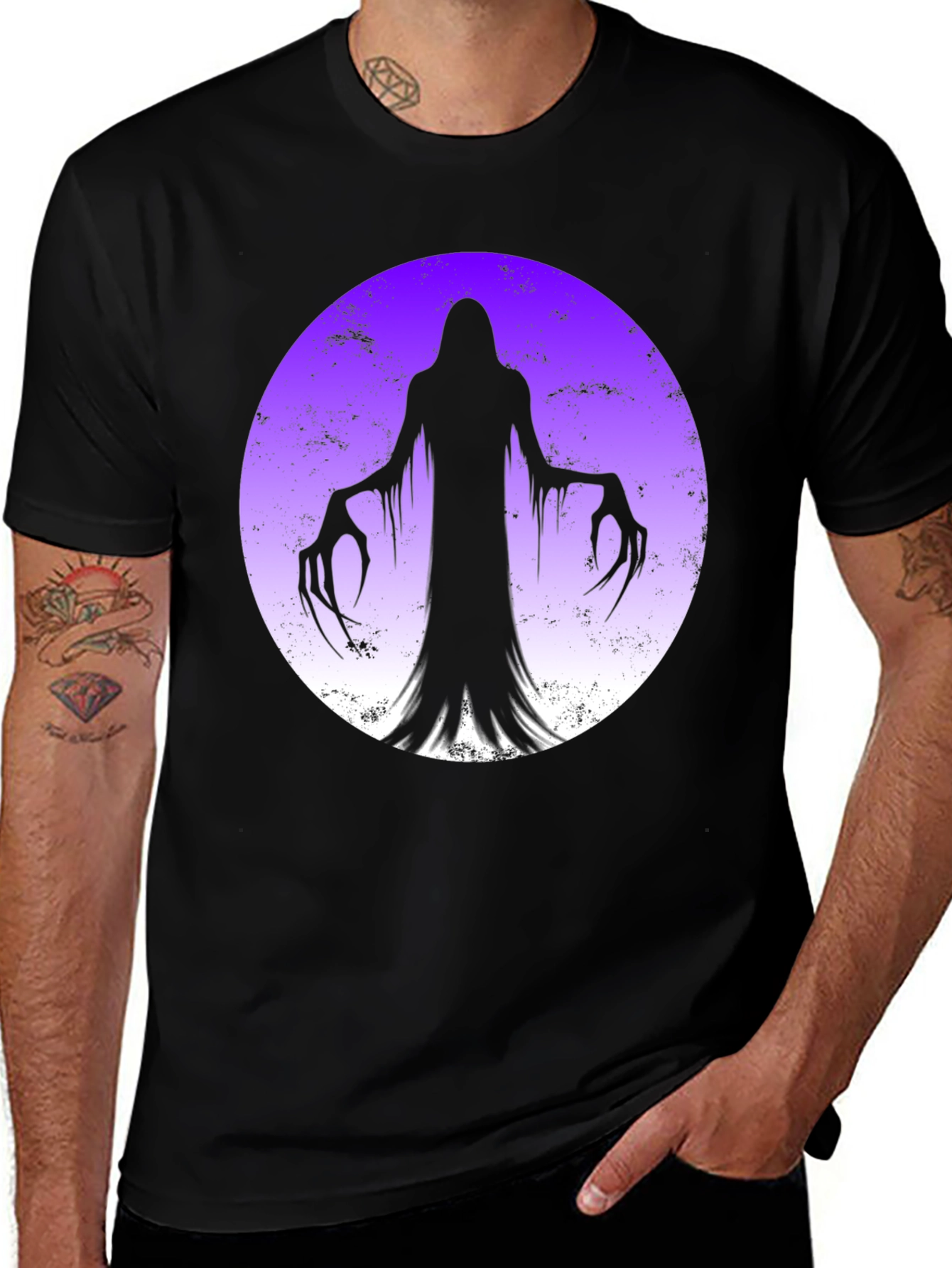 Spooky Ghost Moon Graphic T-Shirt - Halloween Ready!