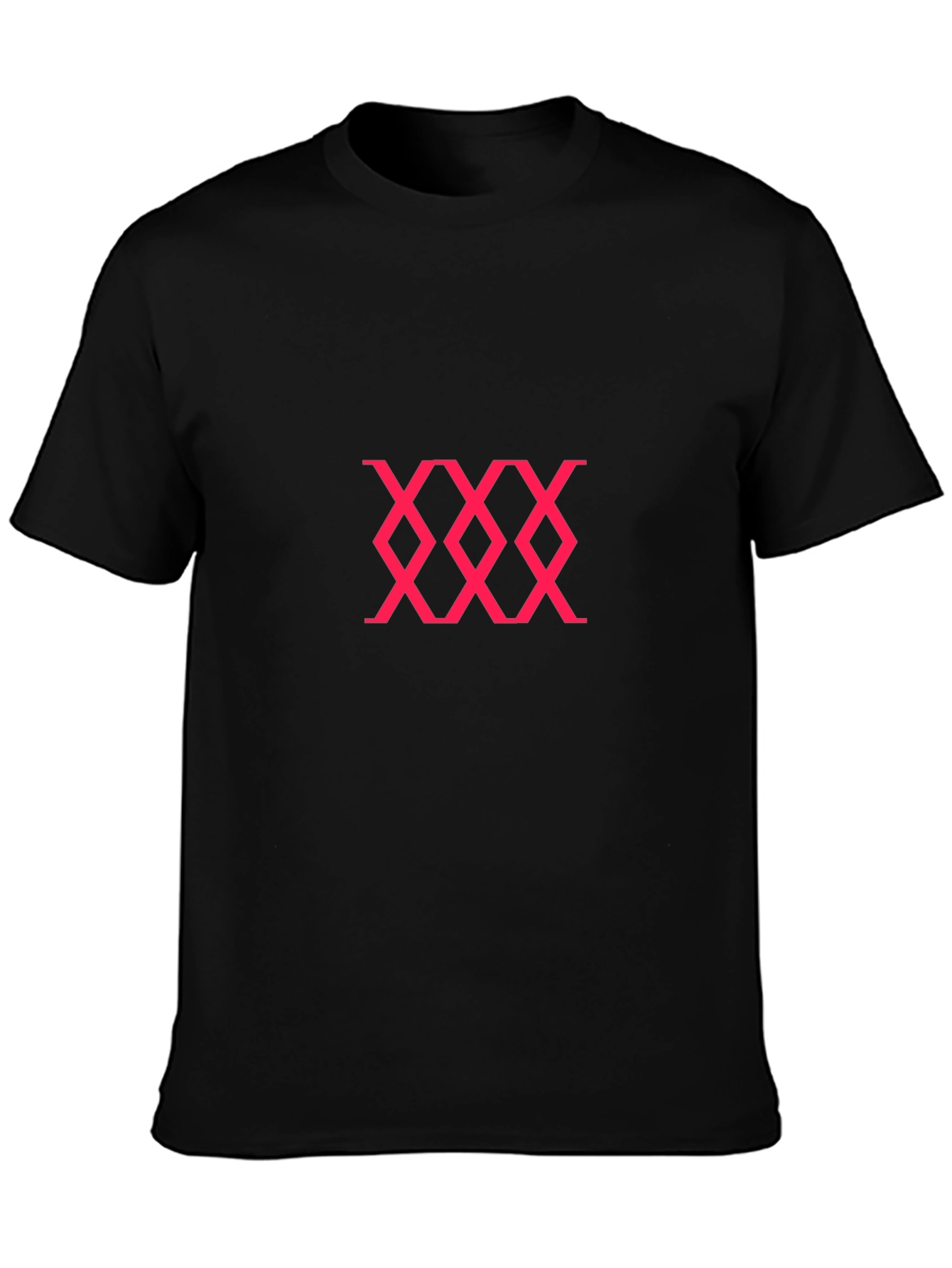 Black Tee with Pink Abstract Diamond Pattern