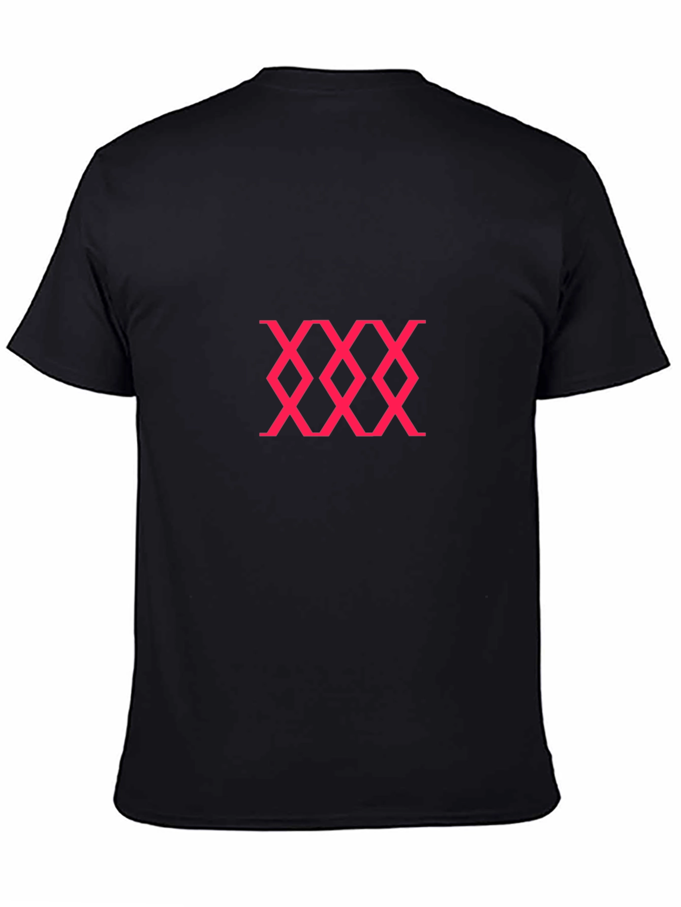 Black Tee with Pink Abstract Diamond Pattern
