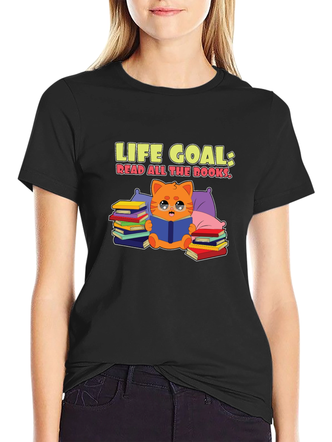 Life Goal Read All the Books Black T-Shirt