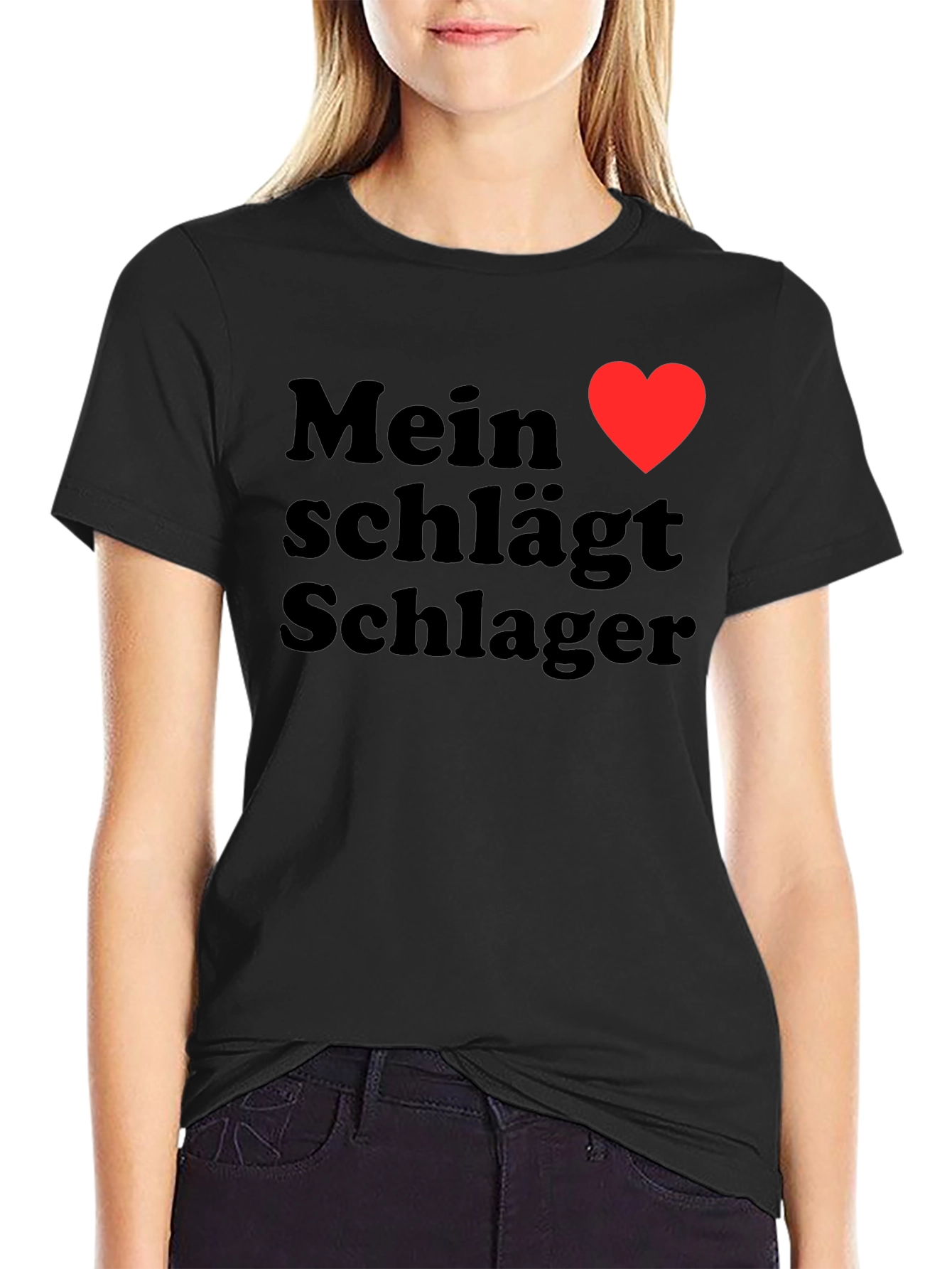 Mein Herz Schlager Heart Graphic Tee Shirt