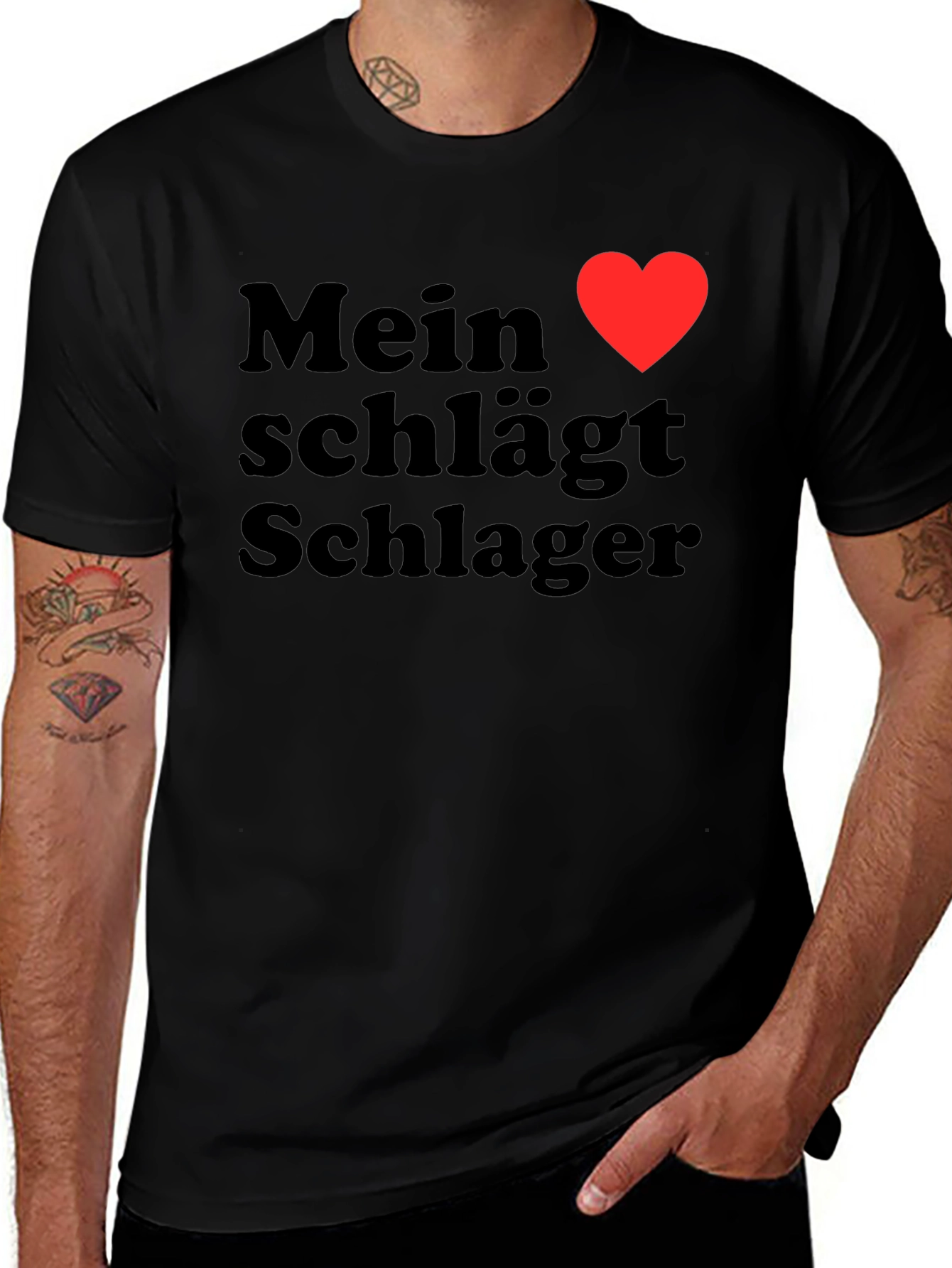 Mein Herz Schlager Heart Graphic Tee Shirt