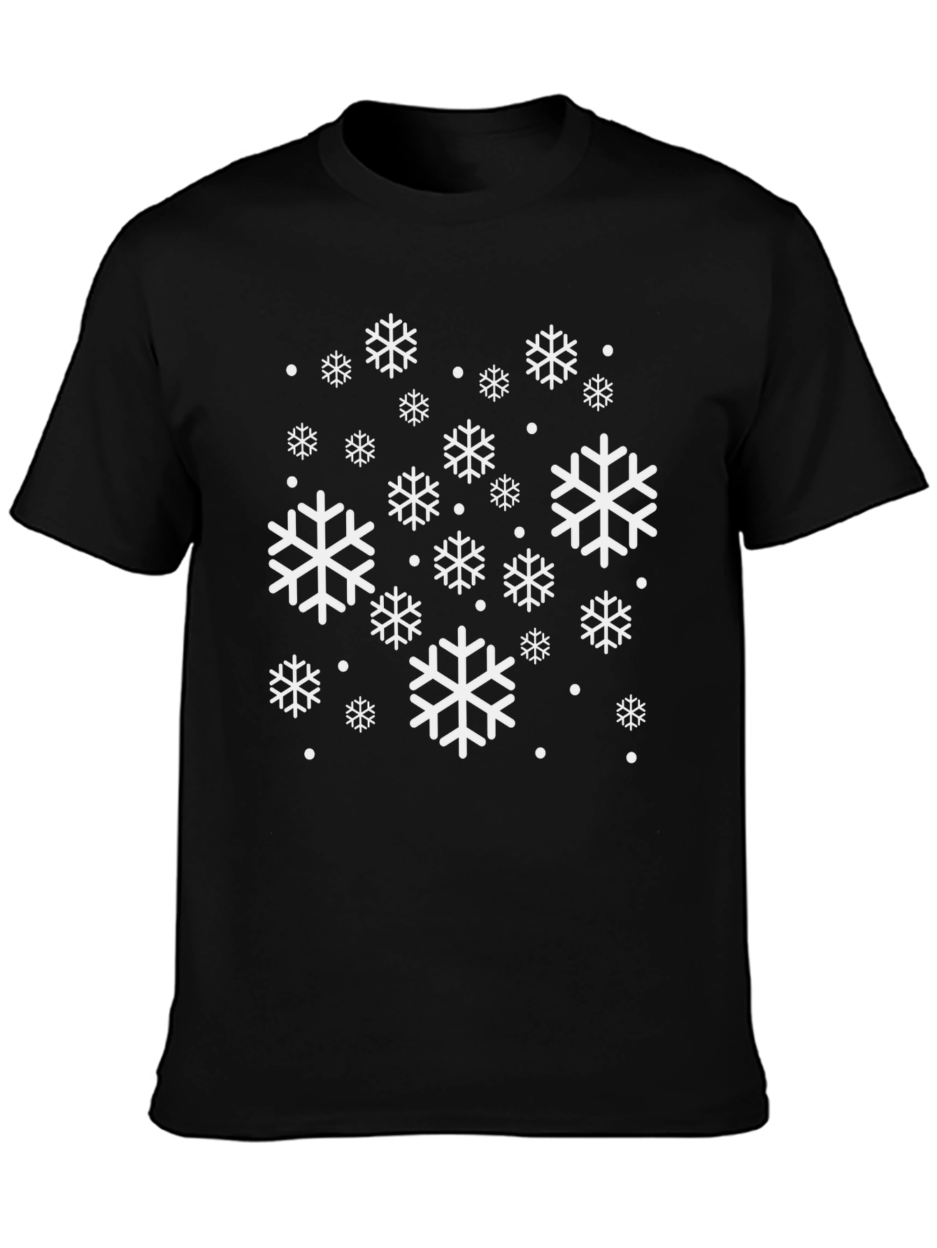 Snowflake Pattern Black T-Shirt