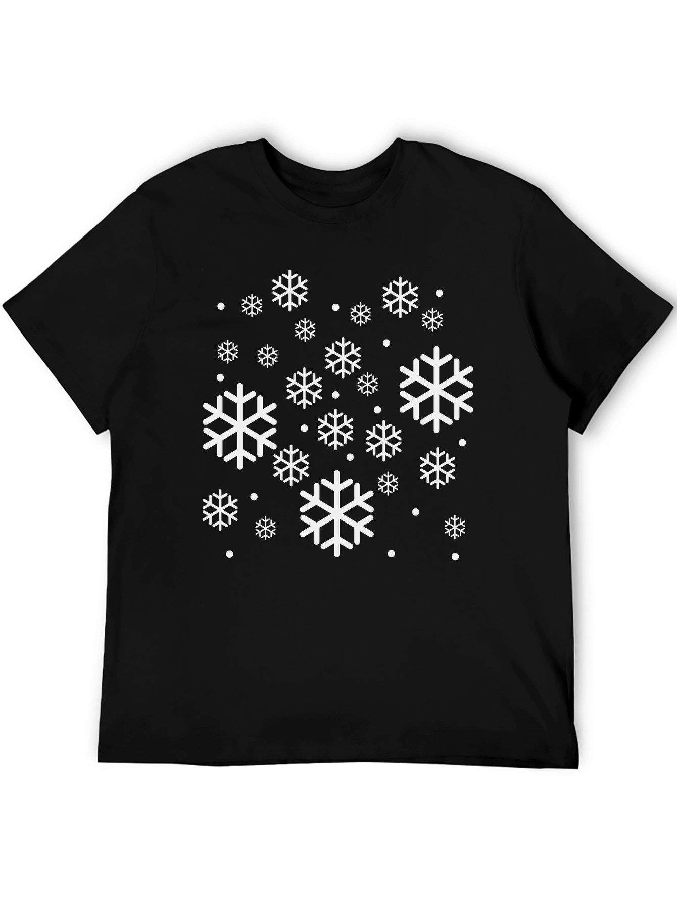 Snowflake Pattern Black T-Shirt