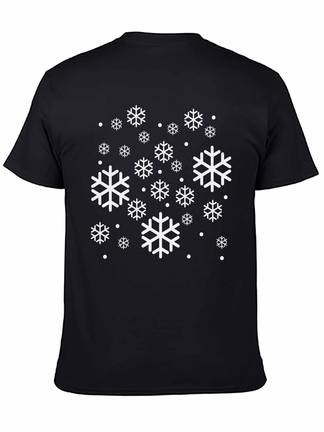 Snowflake Pattern Black T-Shirt