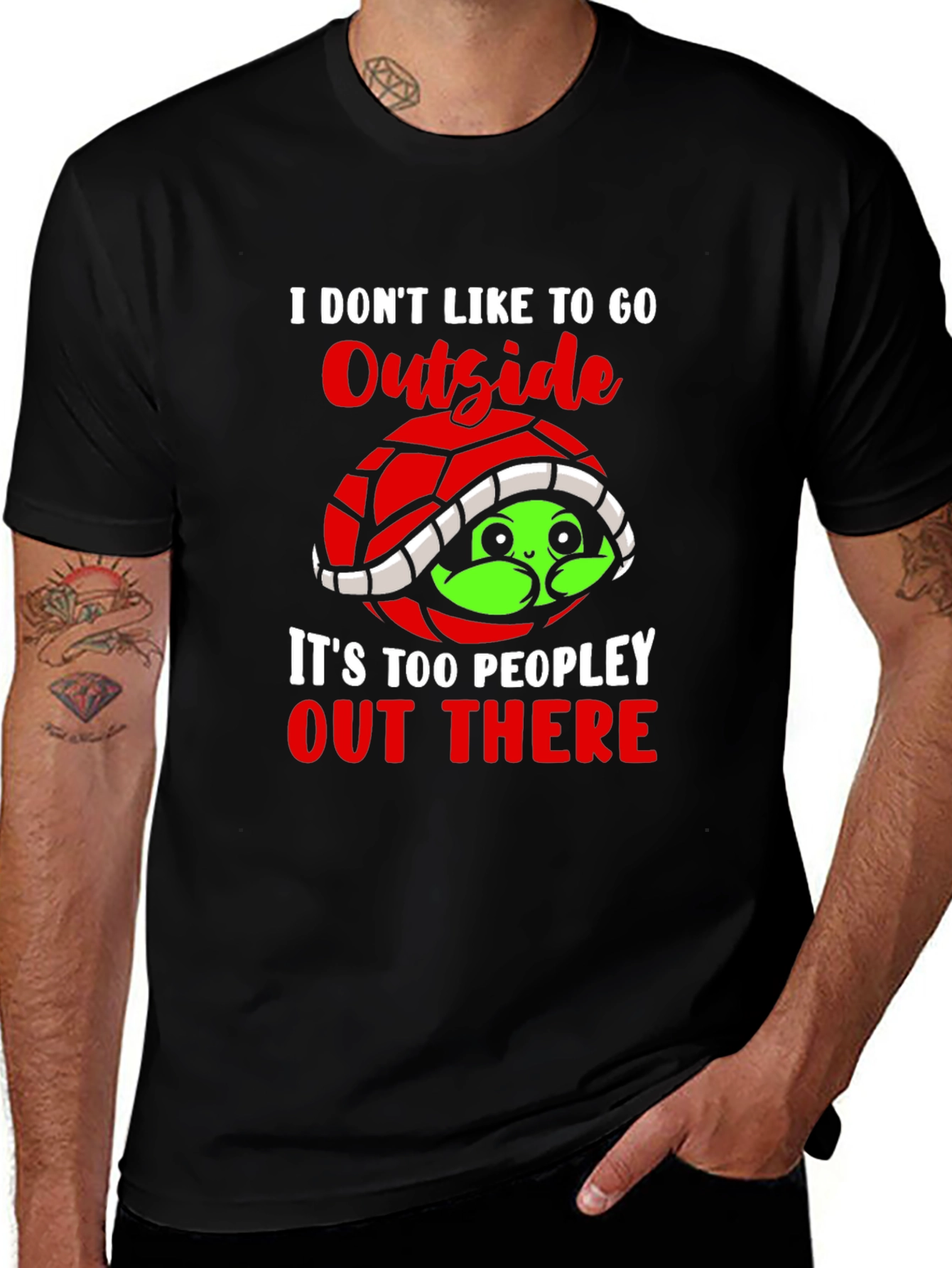 Introvert Turtle Graphic T-Shirt
