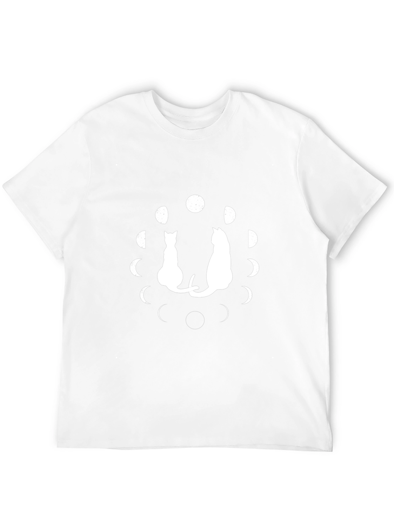 Cat Moon Phases Graphic Tee - Black