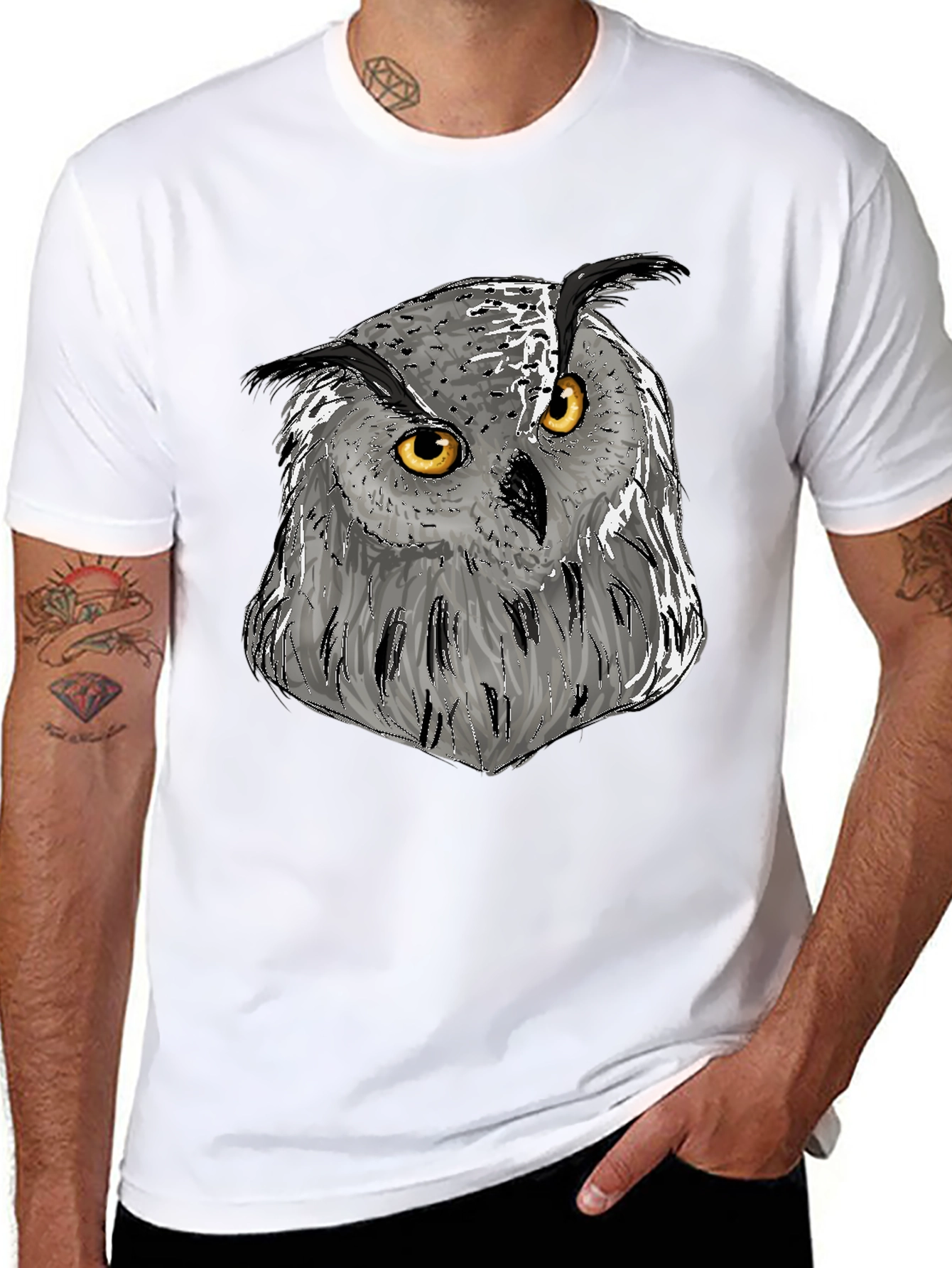Owl Graphic Print Crew Neck T-Shirt