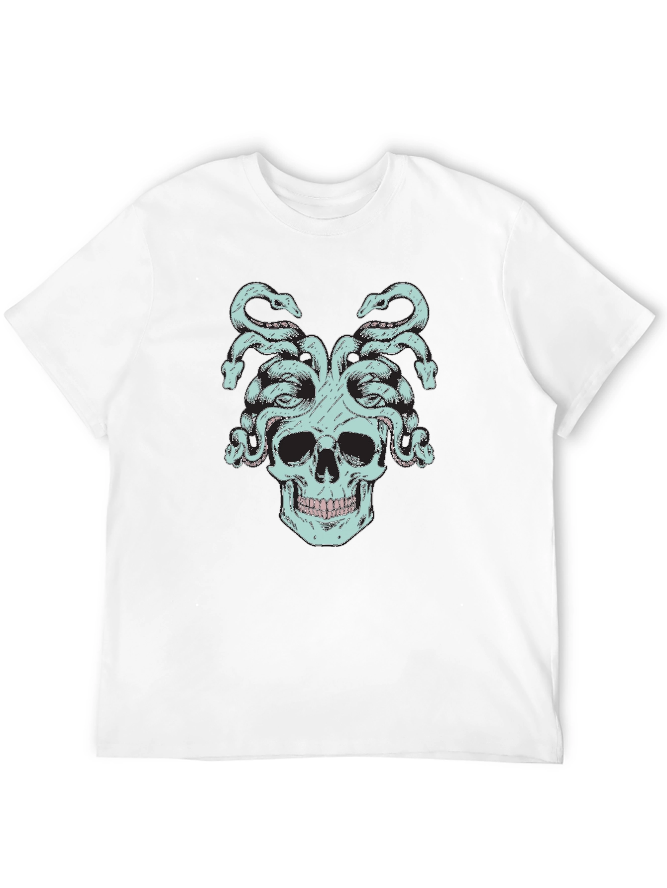 Medusa Skull Graphic Tee - Black Cotton