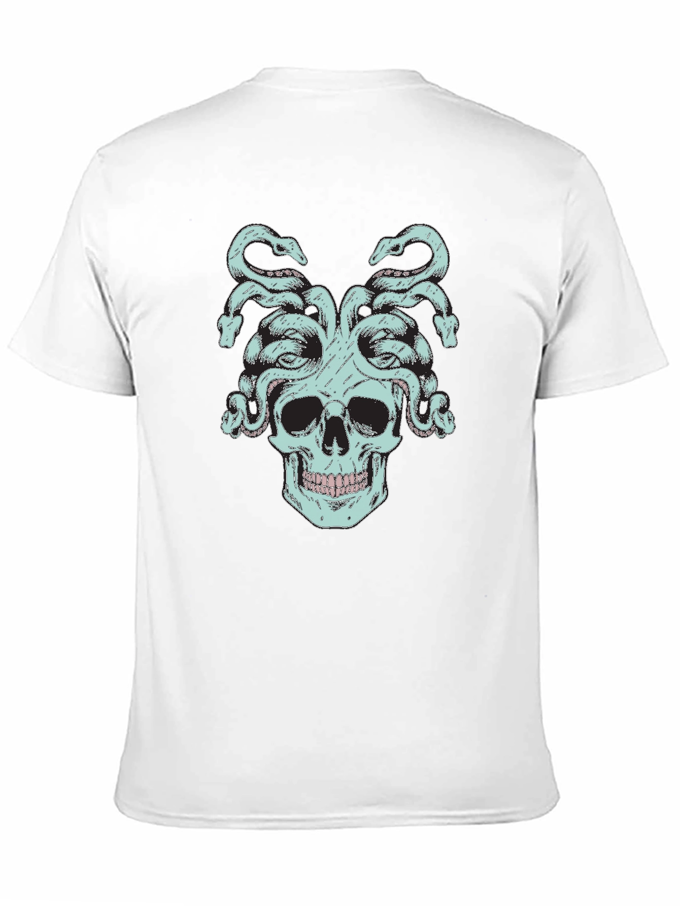 Medusa Skull Graphic Tee - Black Cotton