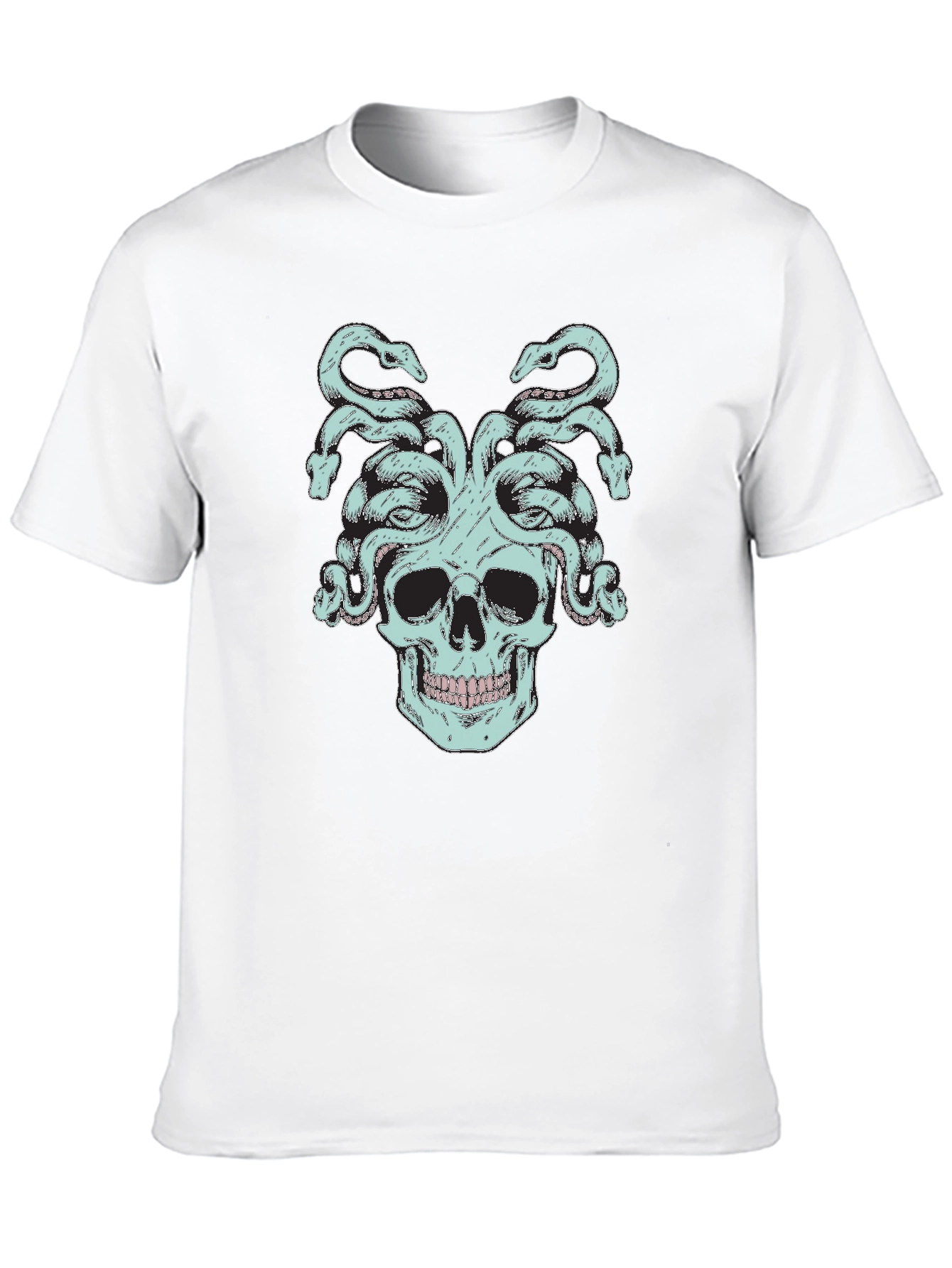 Medusa Skull Graphic Tee - Black Cotton