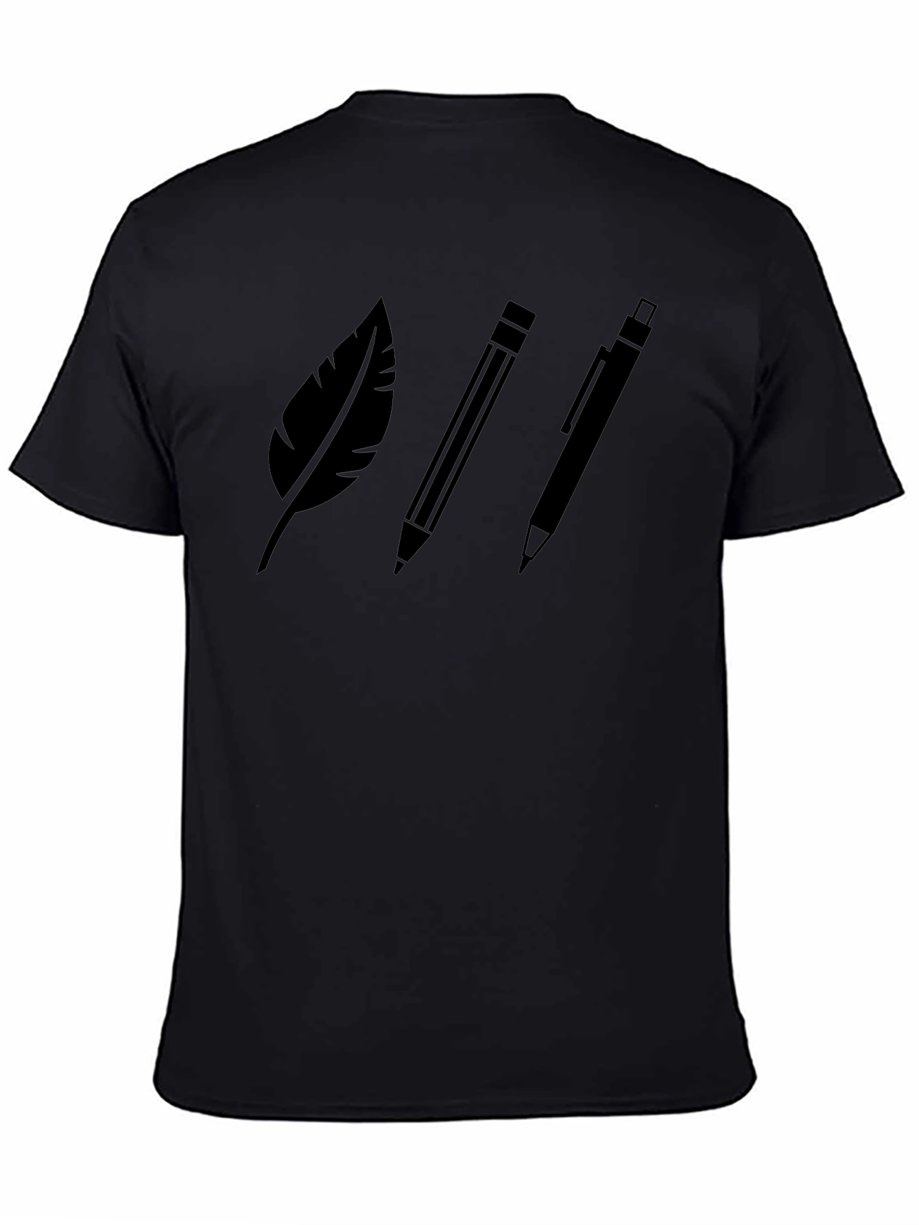 Quill Pencil & Pen Graphic T-Shirt - Classic Black