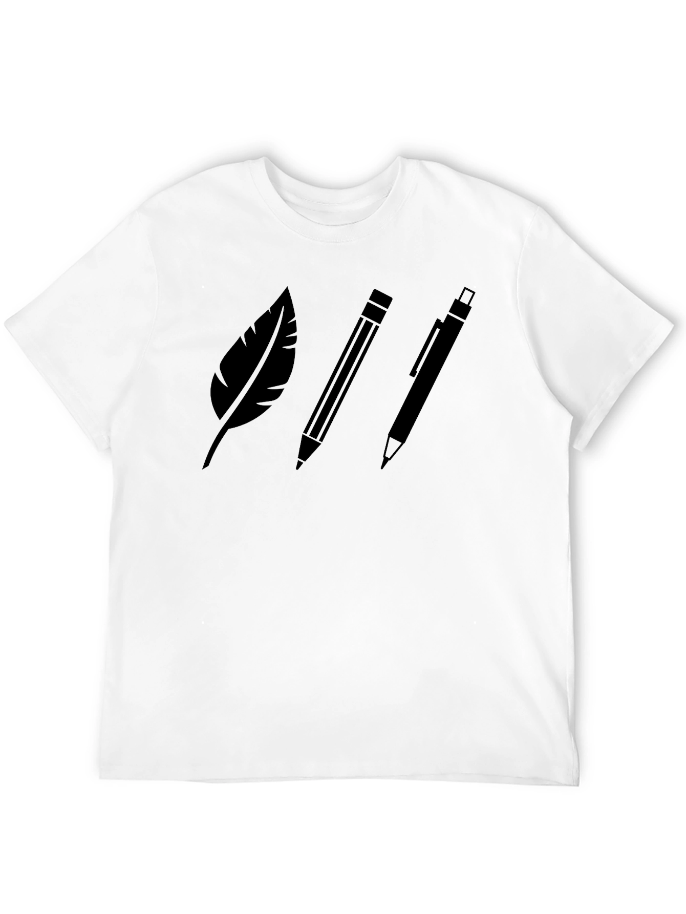 Quill Pencil & Pen Graphic T-Shirt - Classic Black