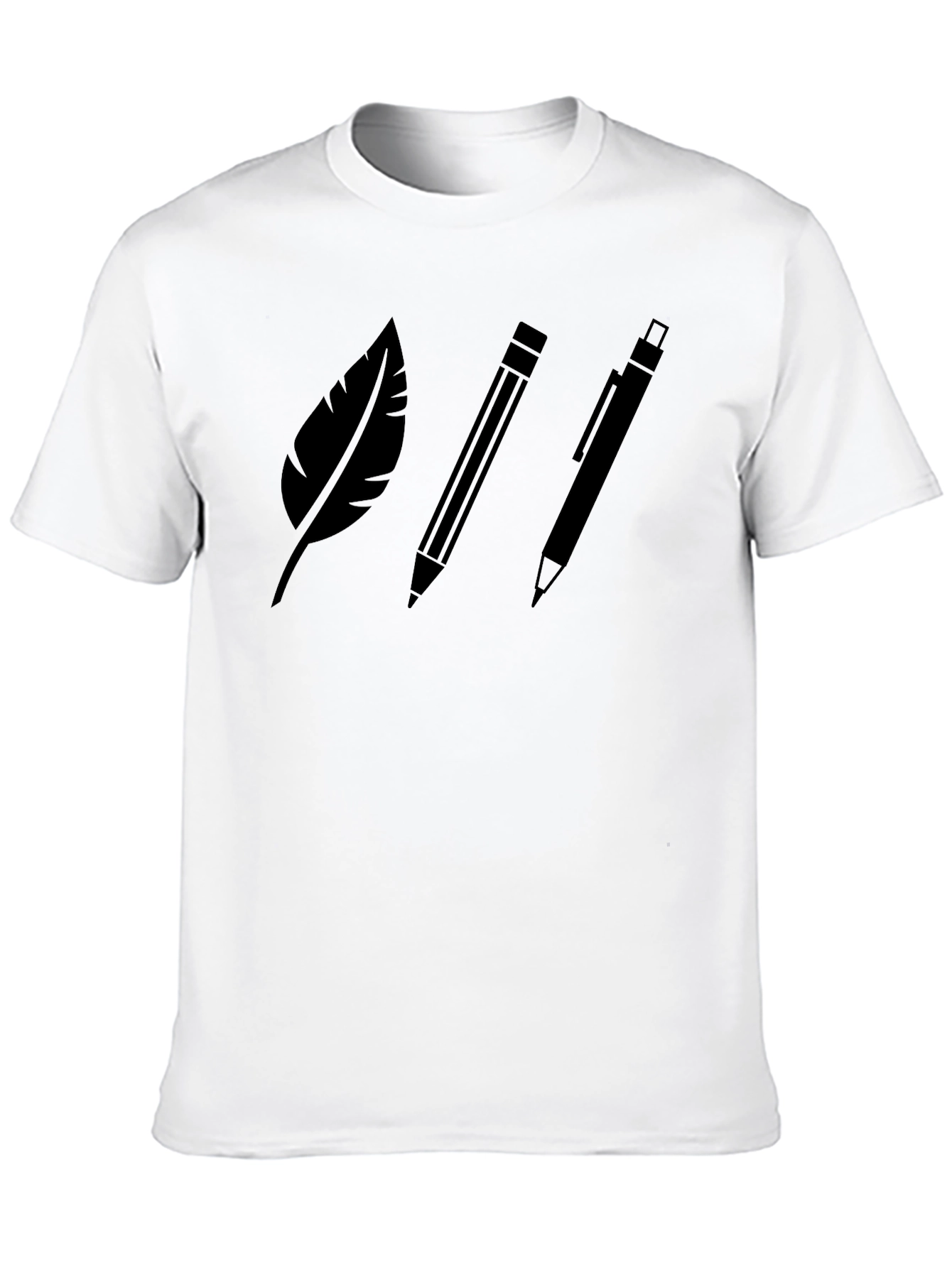 Quill Pencil & Pen Graphic T-Shirt - Classic Black