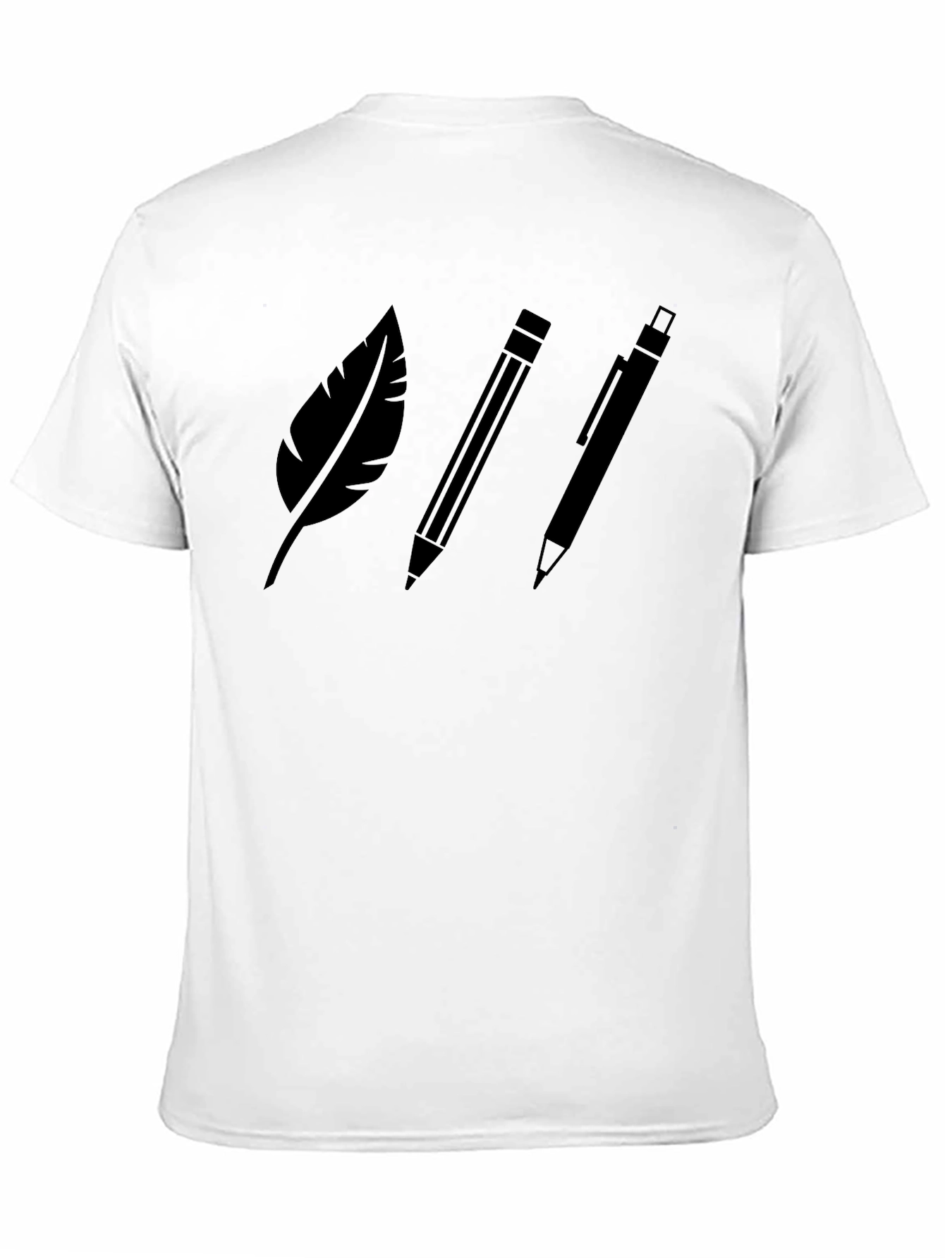 Quill Pencil & Pen Graphic T-Shirt - Classic Black