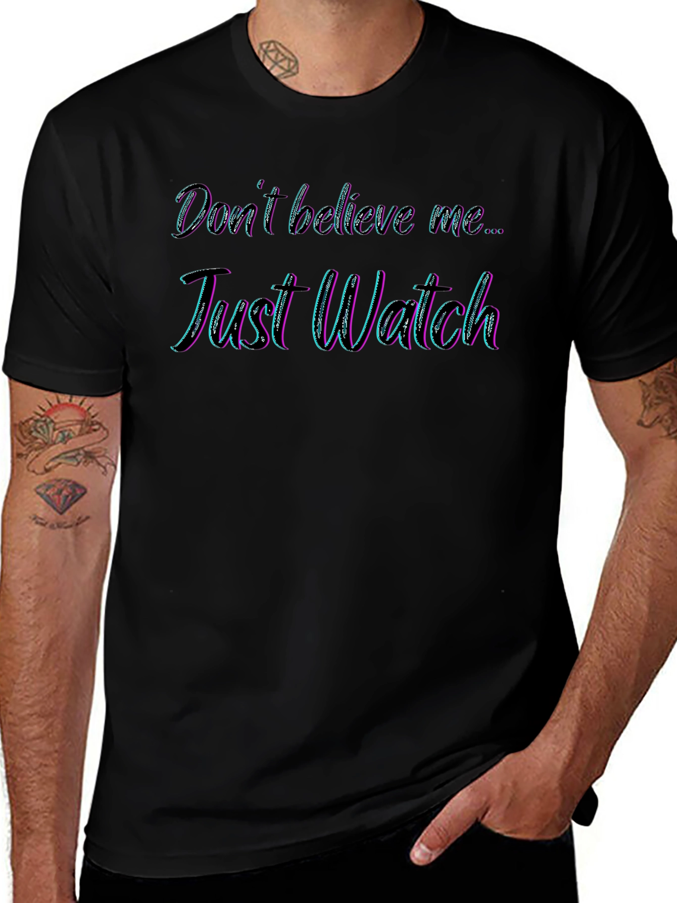 Just Watch Mens Black Graphic Tee