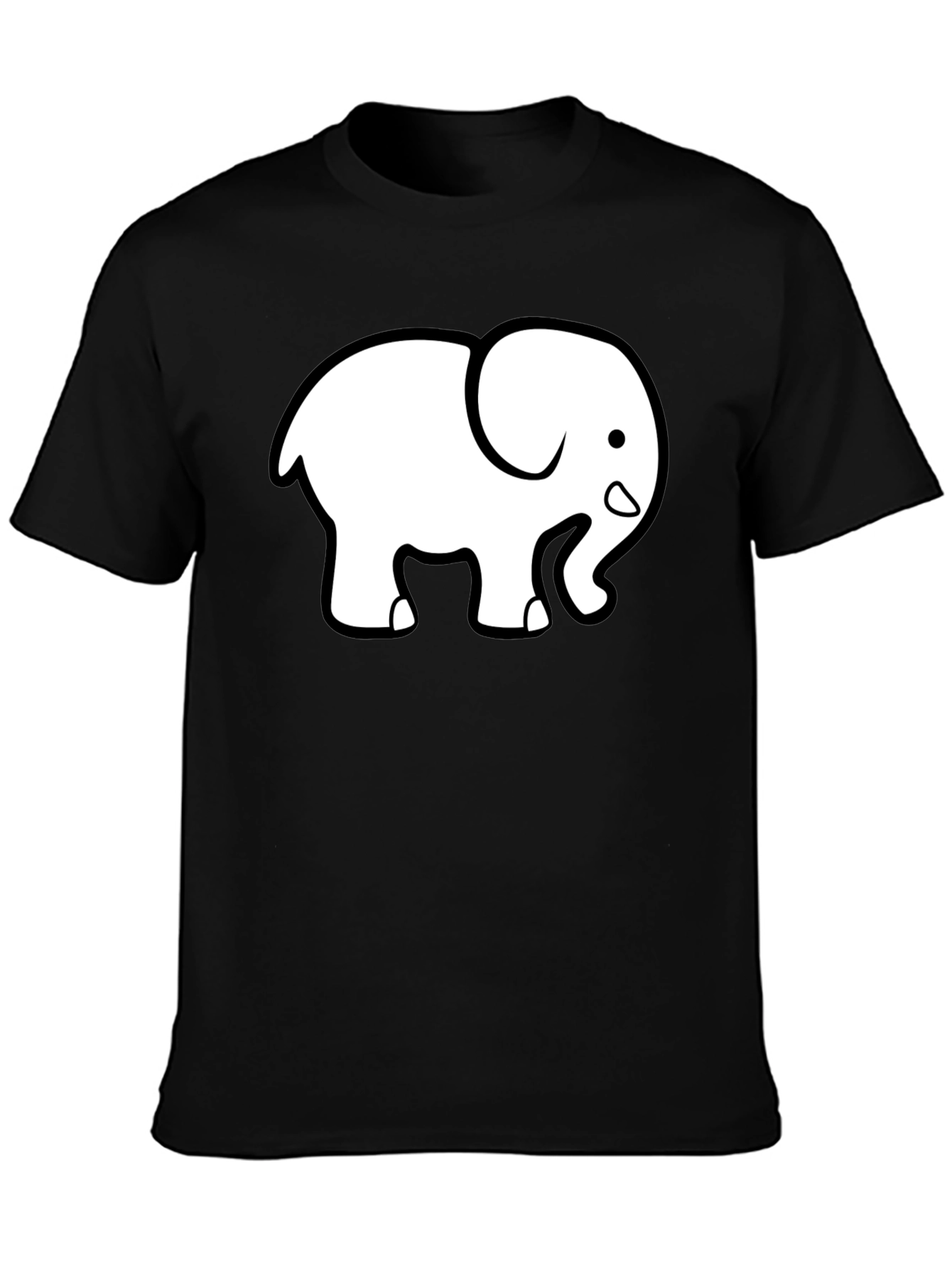 Cute Elephant Graphic Tee - Black Cotton T-Shirt