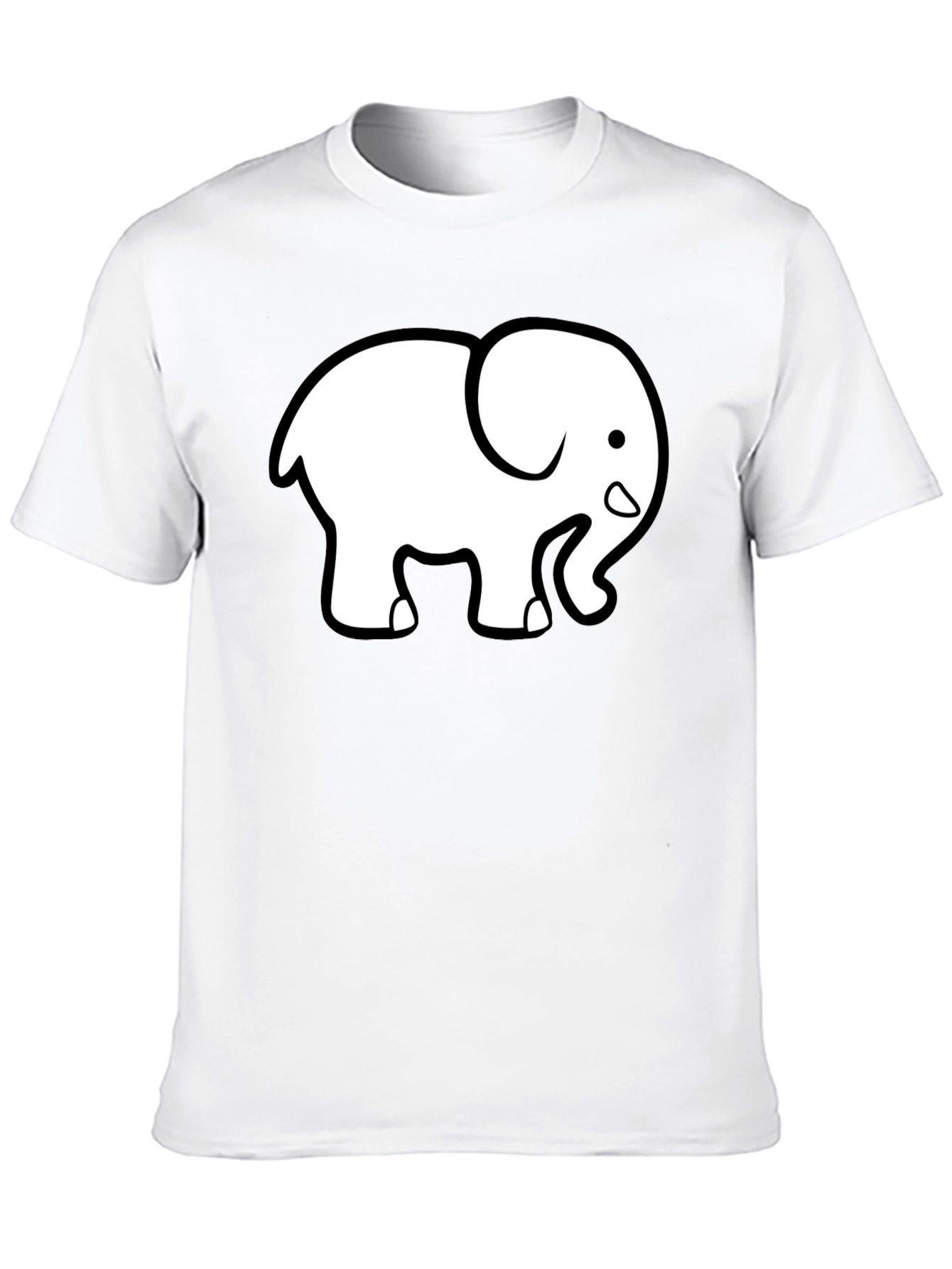 Cute Elephant Graphic Tee - Black Cotton T-Shirt