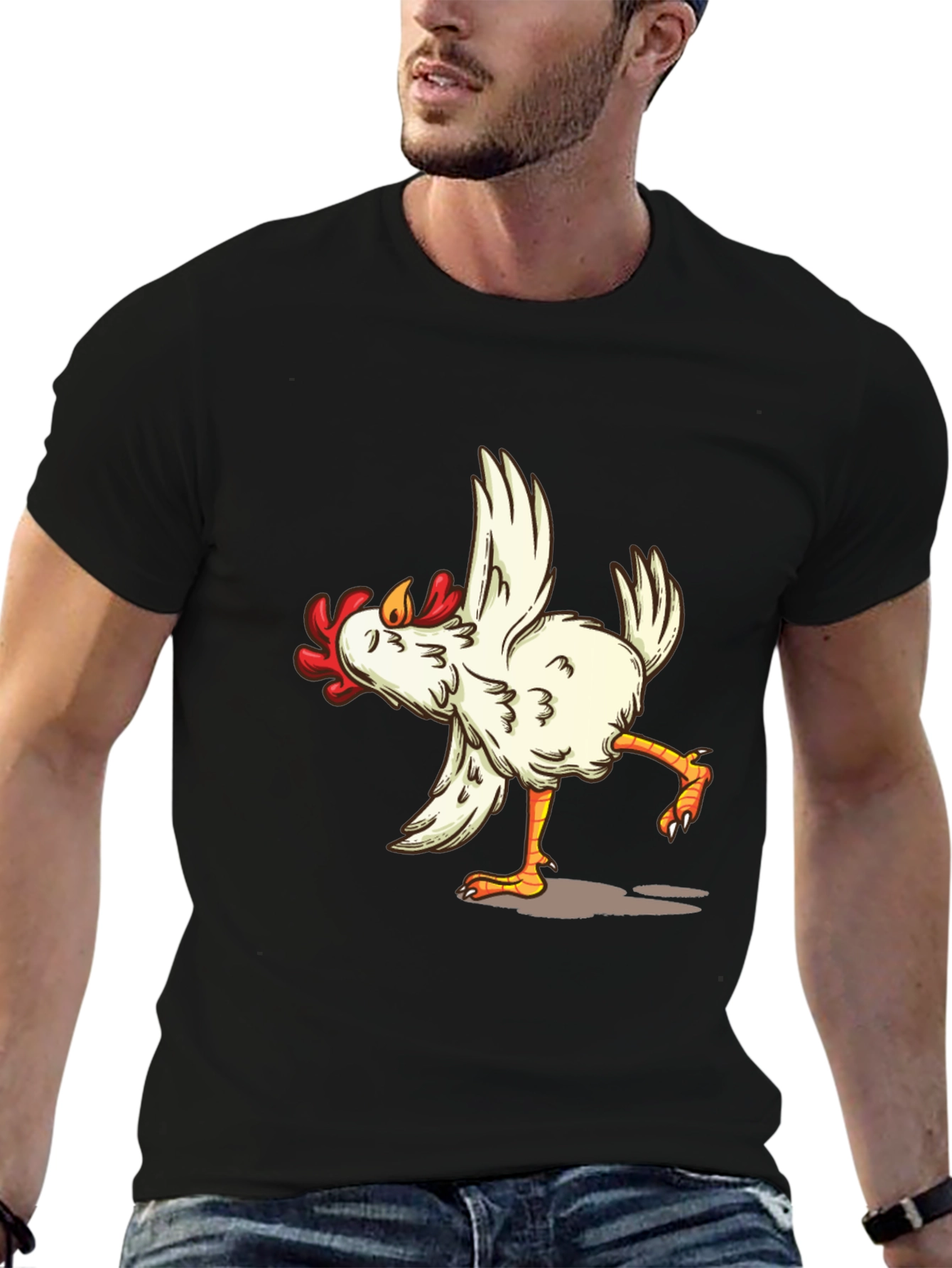 Funny Chicken Dance Graphic Tee - Black T-Shirt