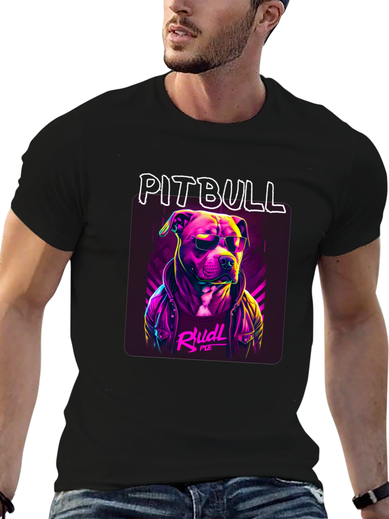 Cool Pitbull Graphic Tee - Black Cotton T-Shirt
