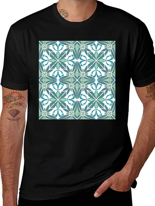 Geometric Tile Pattern T-Shirt - Modern Style