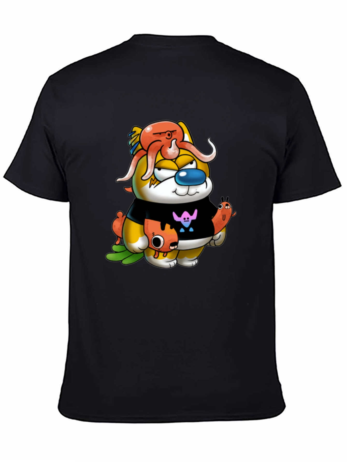 Cartoon Character Graphic Black Tee