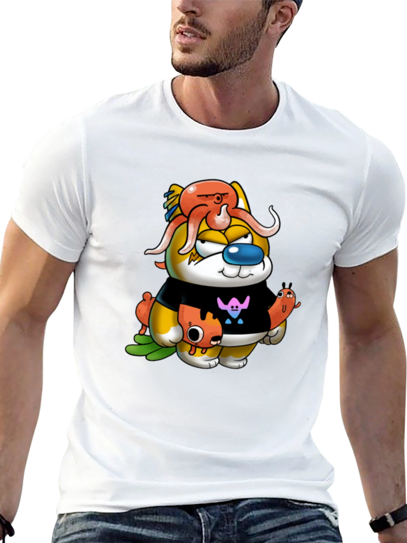 Cartoon Character Graphic Black Tee