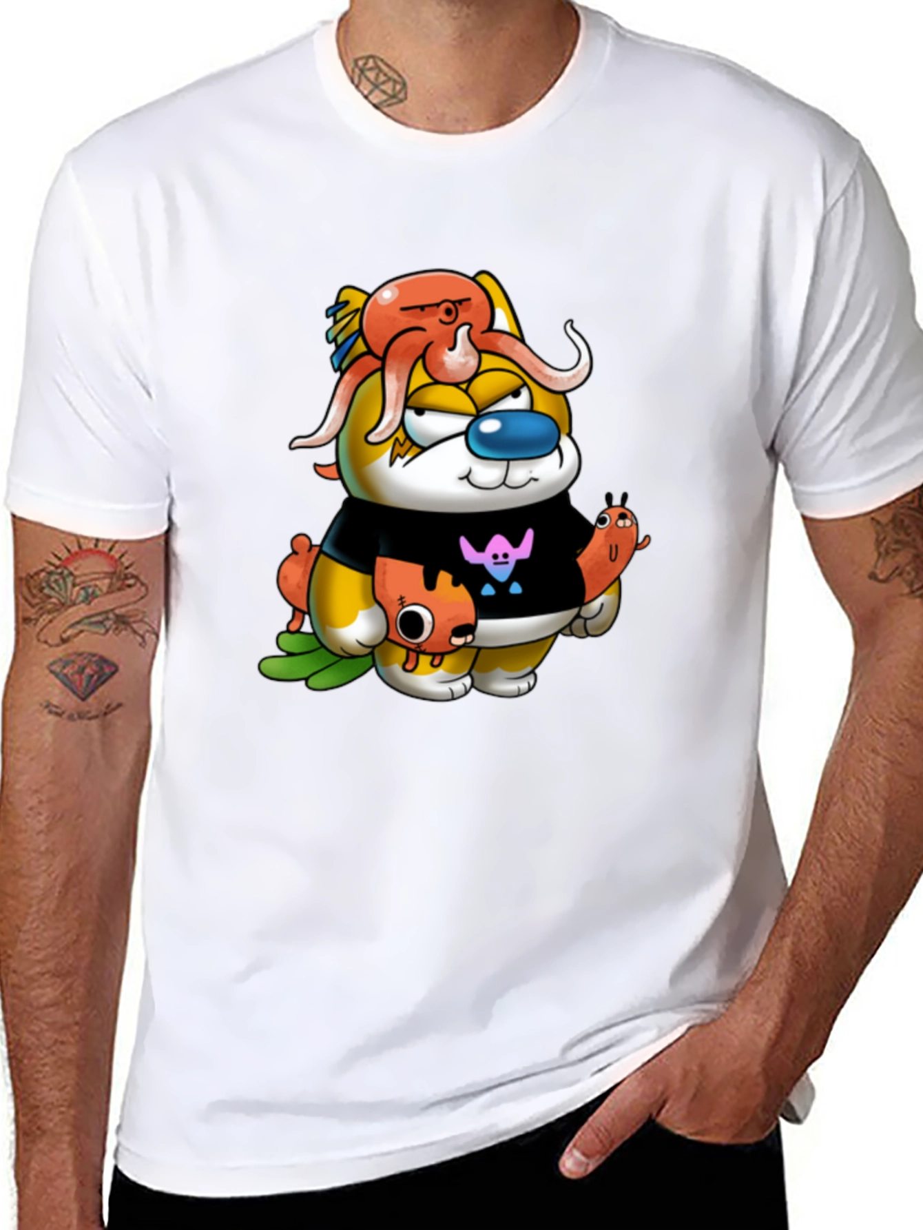 Cartoon Character Graphic Black Tee