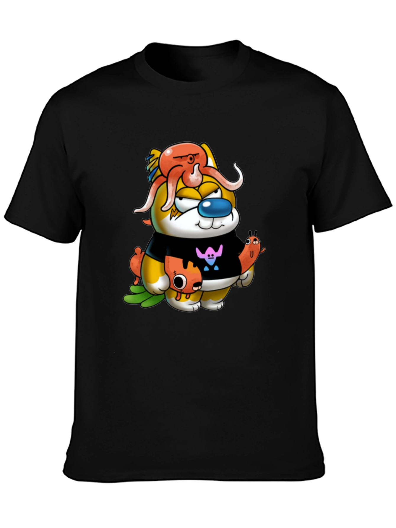 Cartoon Character Graphic Black Tee