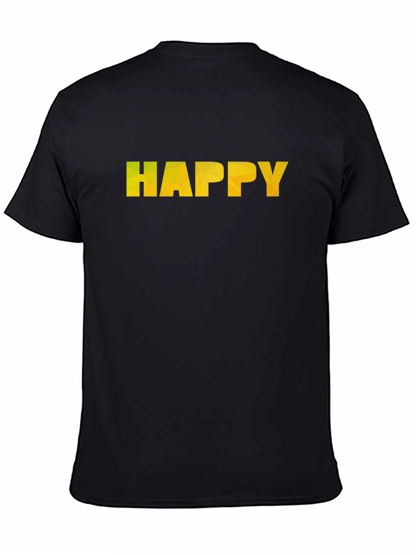 Geometric HAPPY Graphic Black T-Shirt