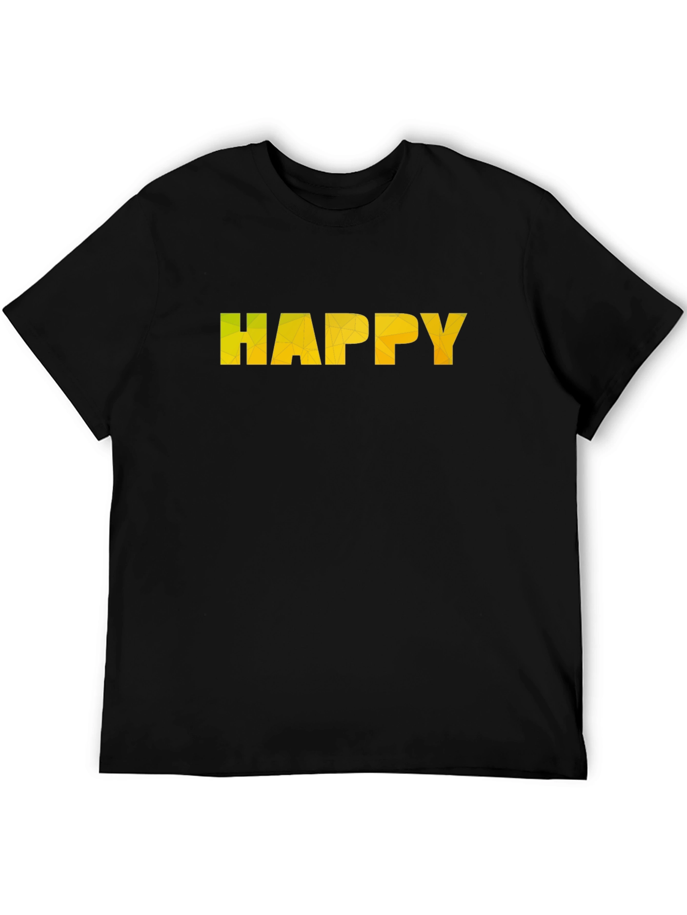 Geometric HAPPY Graphic Black T-Shirt