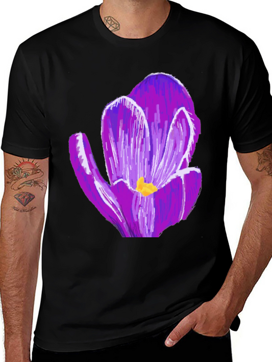 Floral Print Graphic Tee - Bold Purple Flower Design