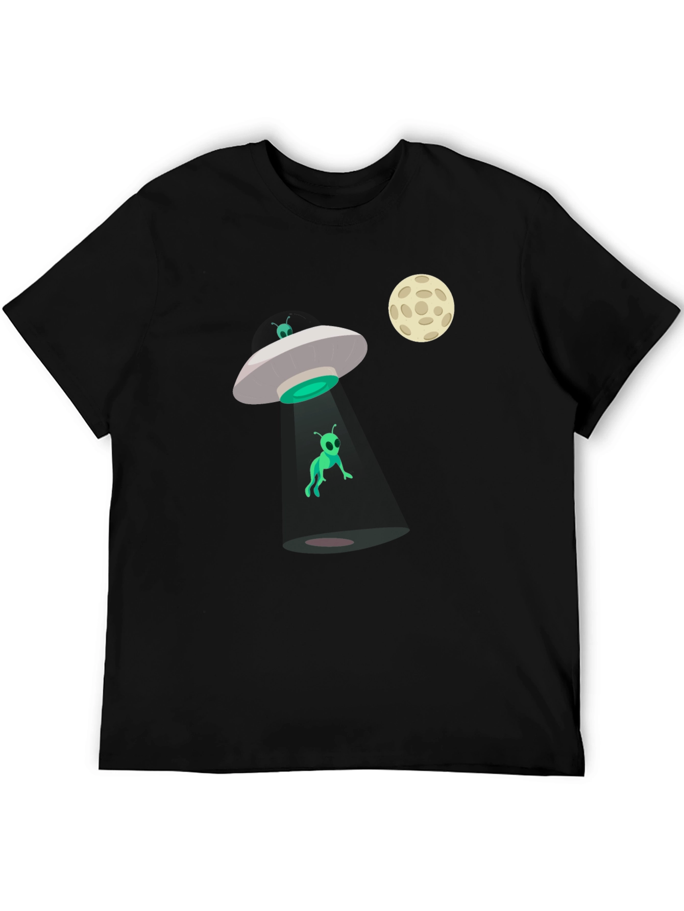 Alien Abduction Graphic T-Shirt - Black Cotton Tee
