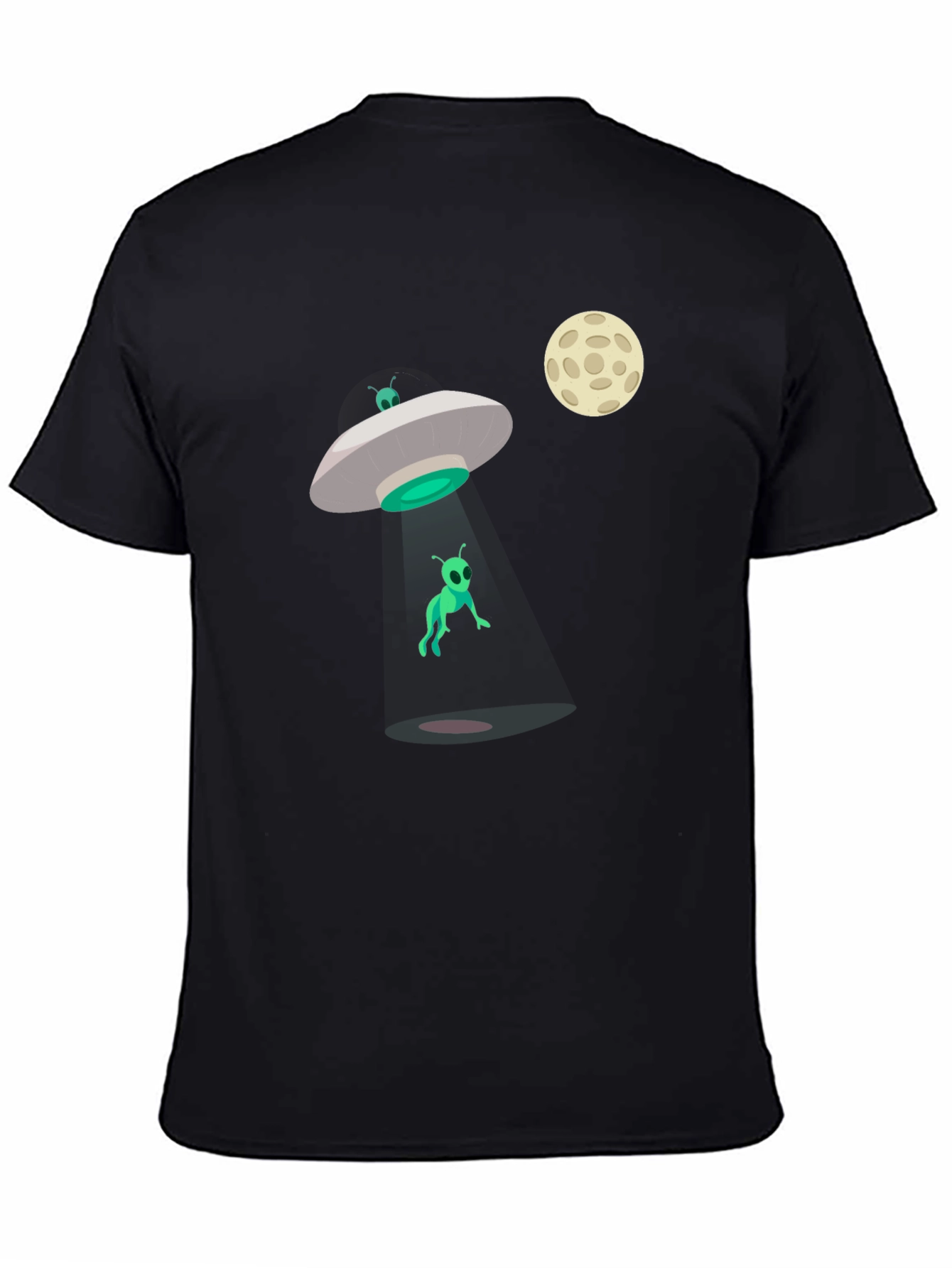 Alien Abduction Graphic T-Shirt - Black Cotton Tee