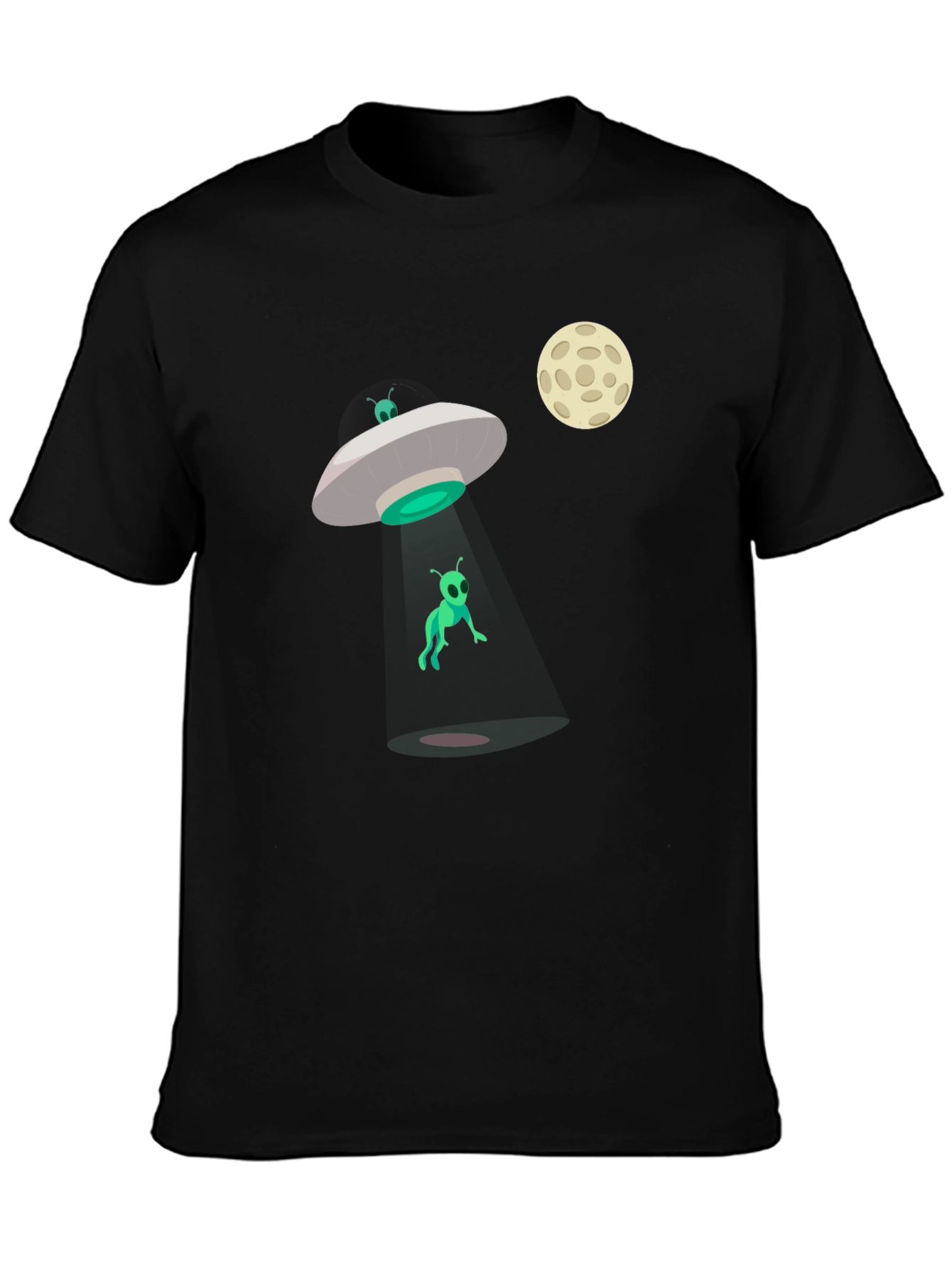 Alien Abduction Graphic T-Shirt - Black Cotton Tee