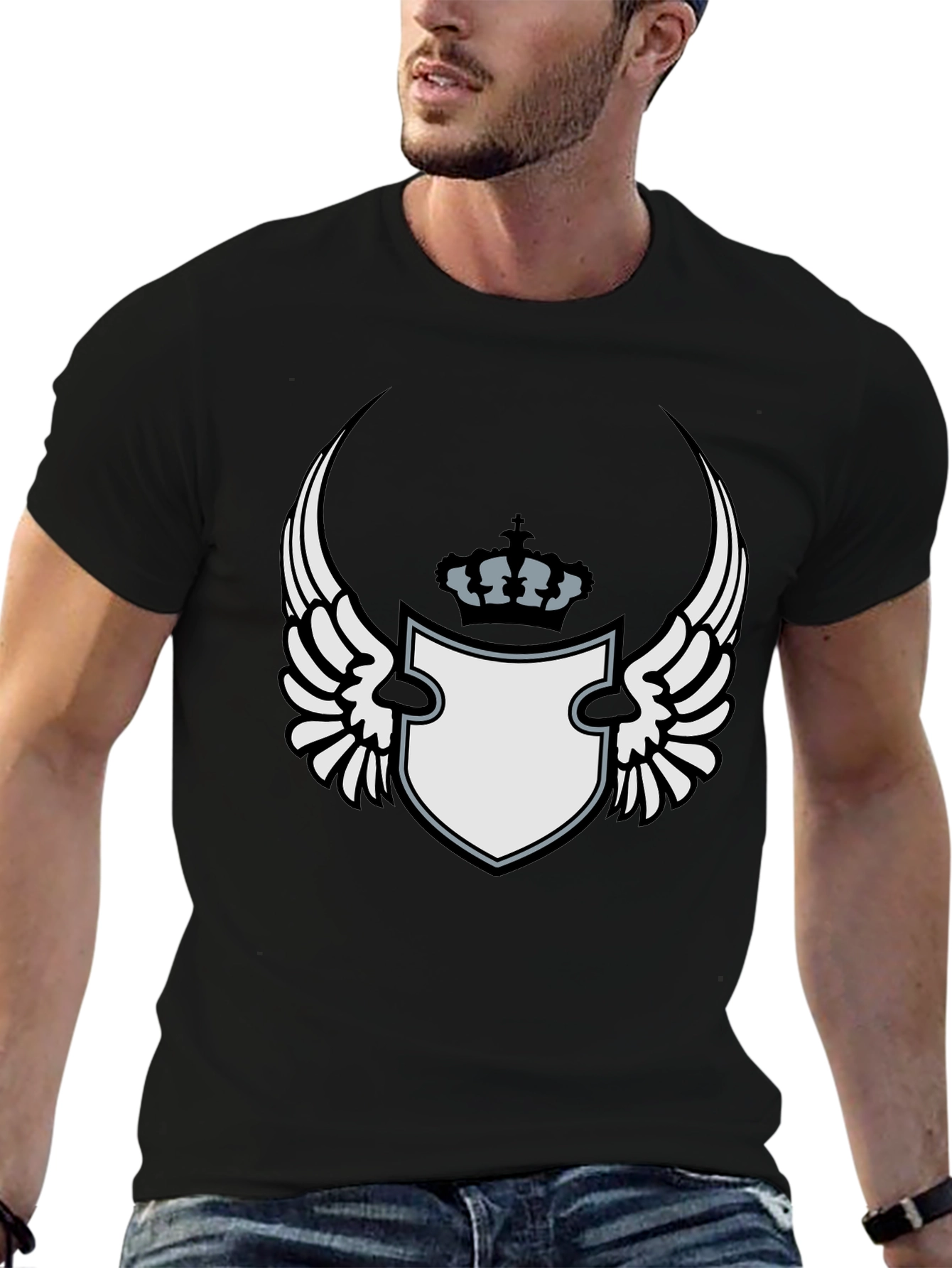 Winged Crest Graphic Black T-Shirt