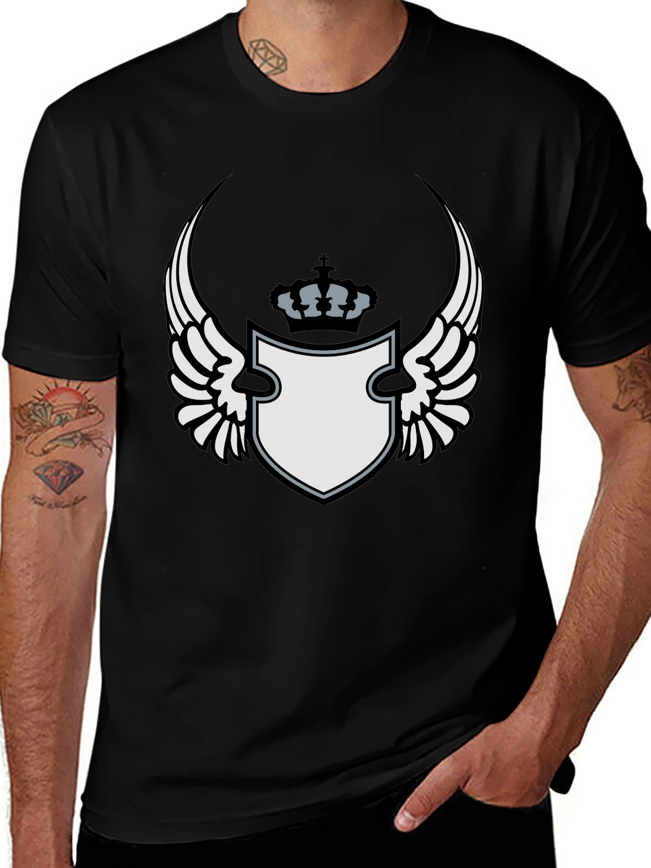 Winged Crest Graphic Black T-Shirt