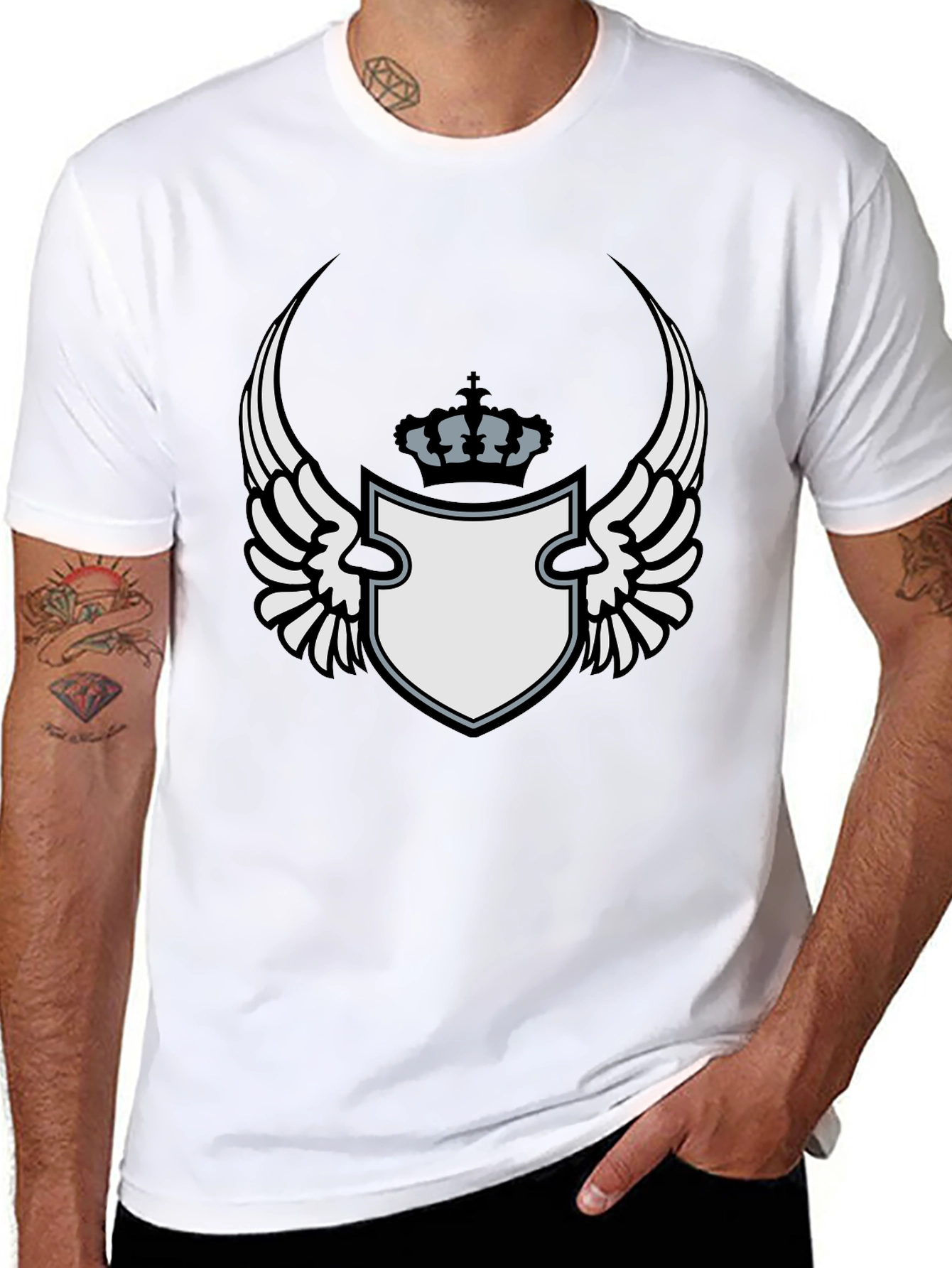 Winged Crest Graphic Black T-Shirt