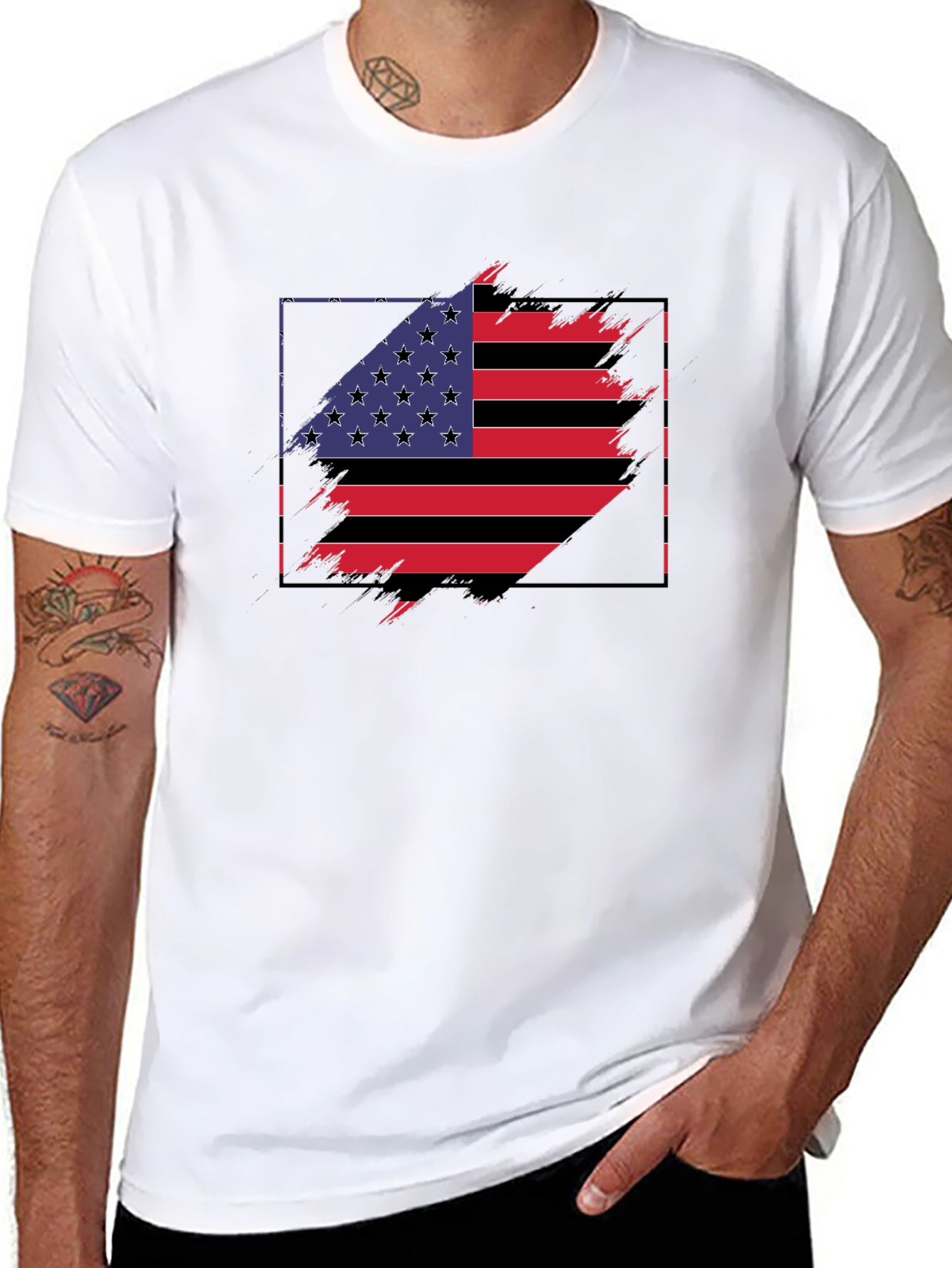 USA Flag Graphic Tee - Patriotic Style