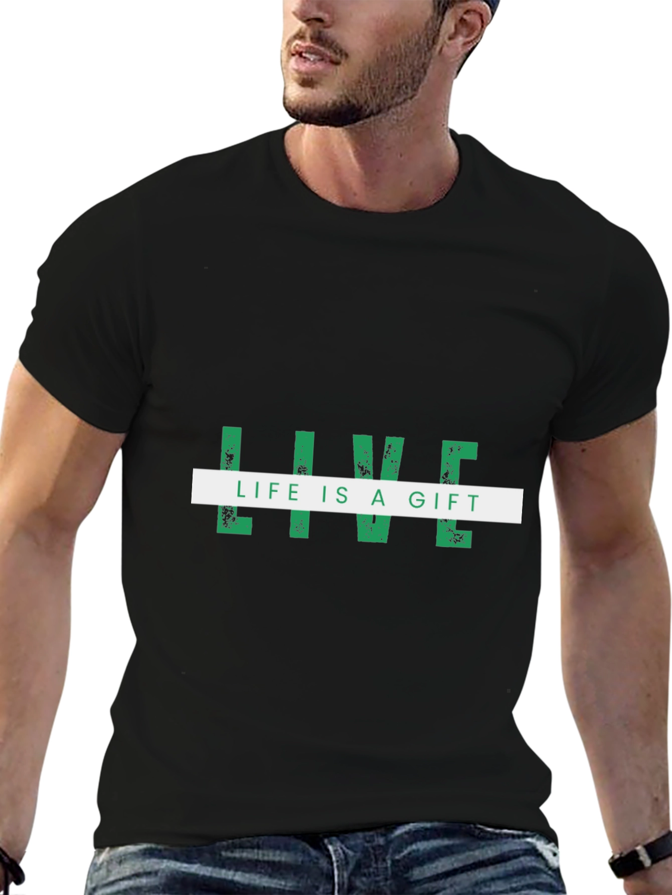 Live Life Is A Gift Black Graphic Tee